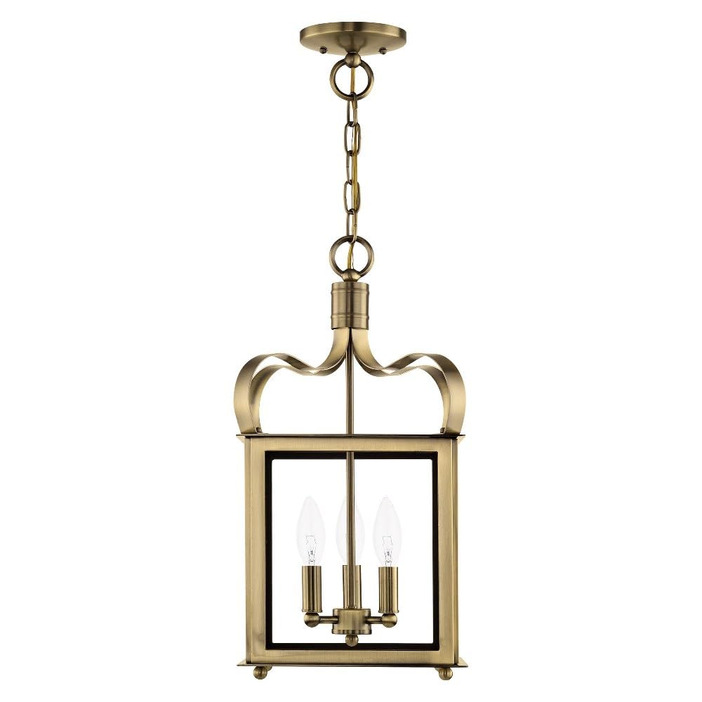 Livex Lighting 4313-91 Garfield 3-Light Convertible Hanging Lantern/Ceiling Fixture, Brushed Nickel 10