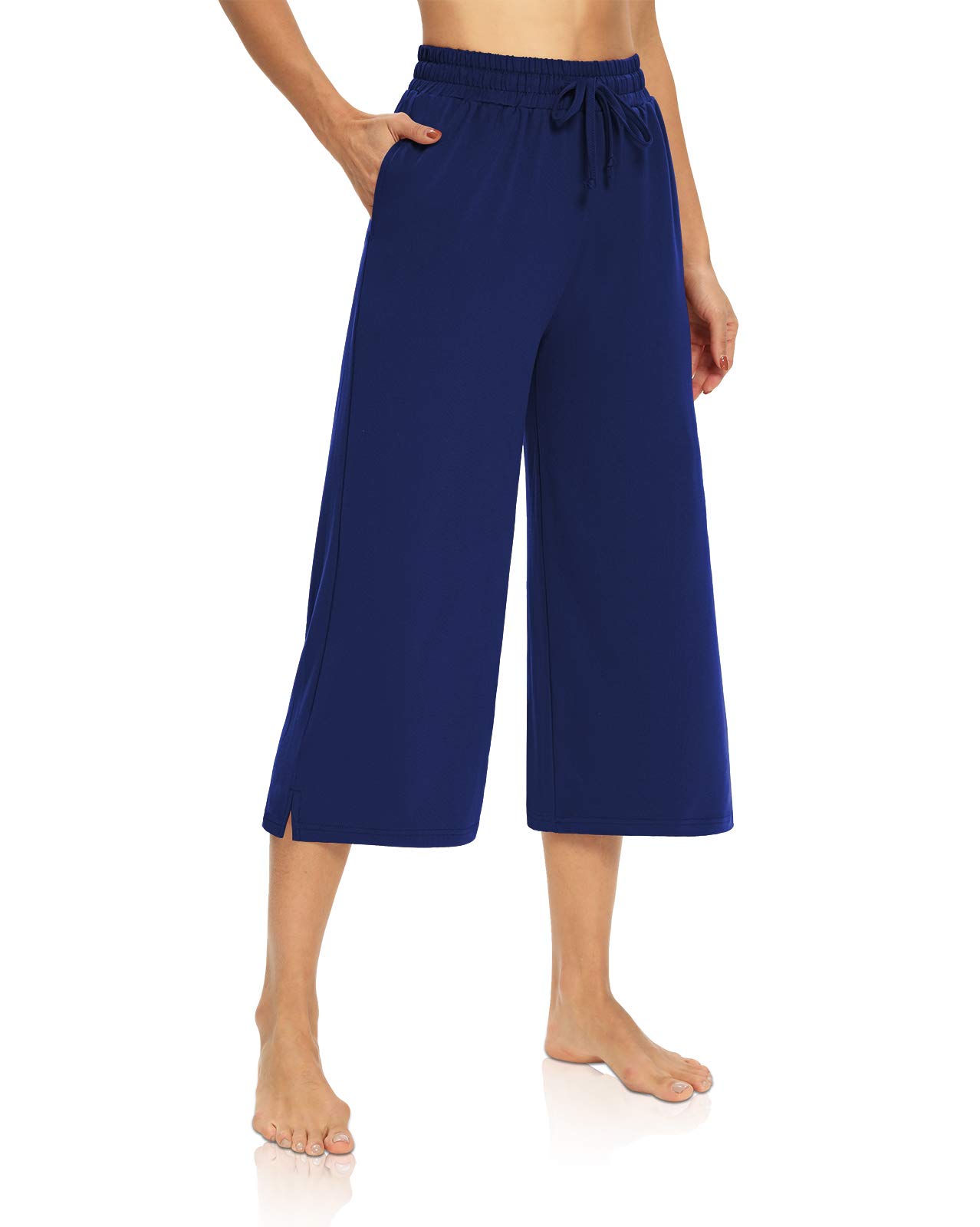 DIBAOLONG Women's Capri Pants - Loose Yoga Pants with Wide Leg & Drawstring Waist, Comfortable Lounge Pajama Sweatpants with Pockets | Perfect for Yoga, Workout, Home Wear & Casual Outfits