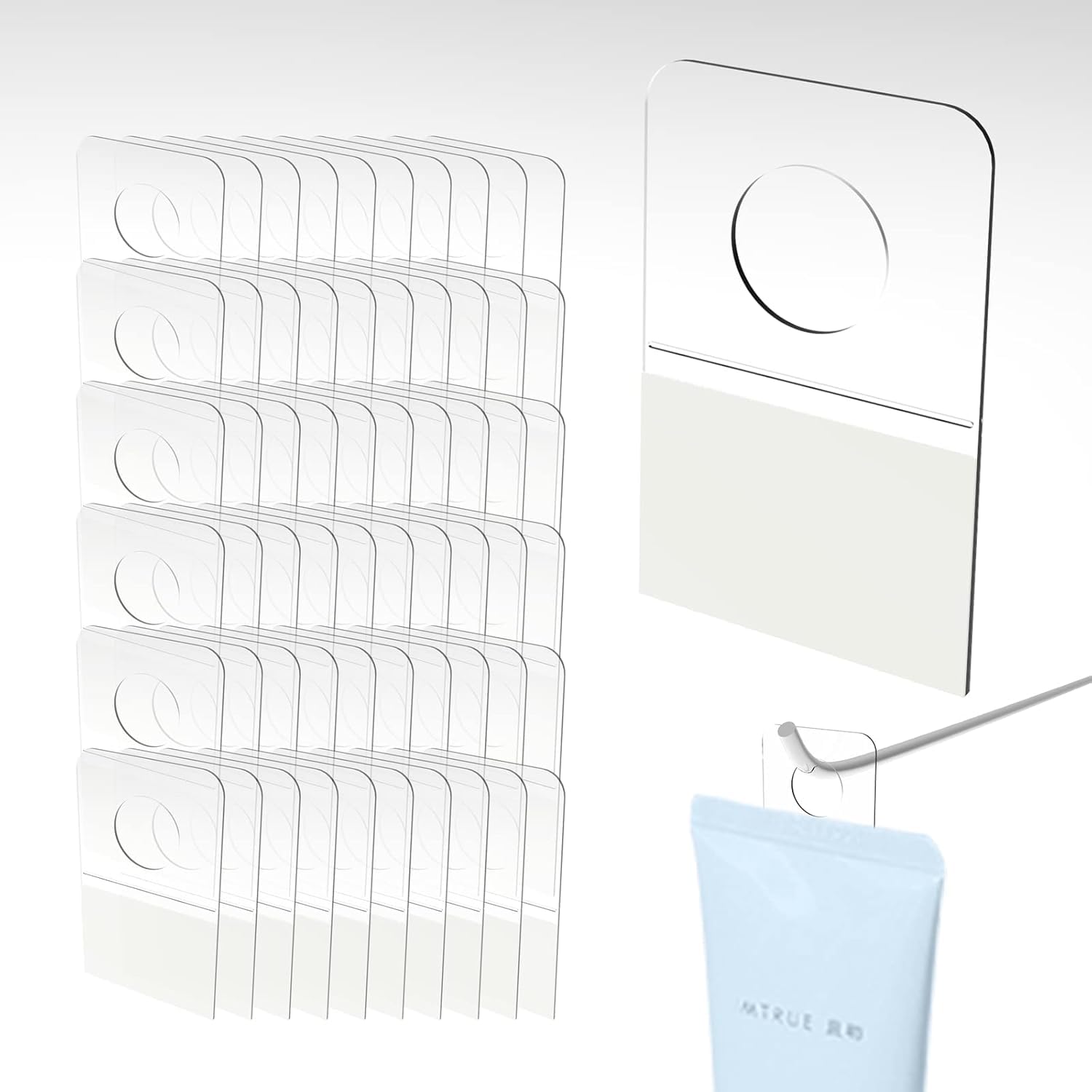 1000pcs Clear Self-Adhesive Plastic Hooks - Sticky Hanging Tabs with Round Holes for Retail Stores, Pegboard Organization & Home Use - Perfect for Displaying Merchandise, Organizing Tools & Hanging Decorations