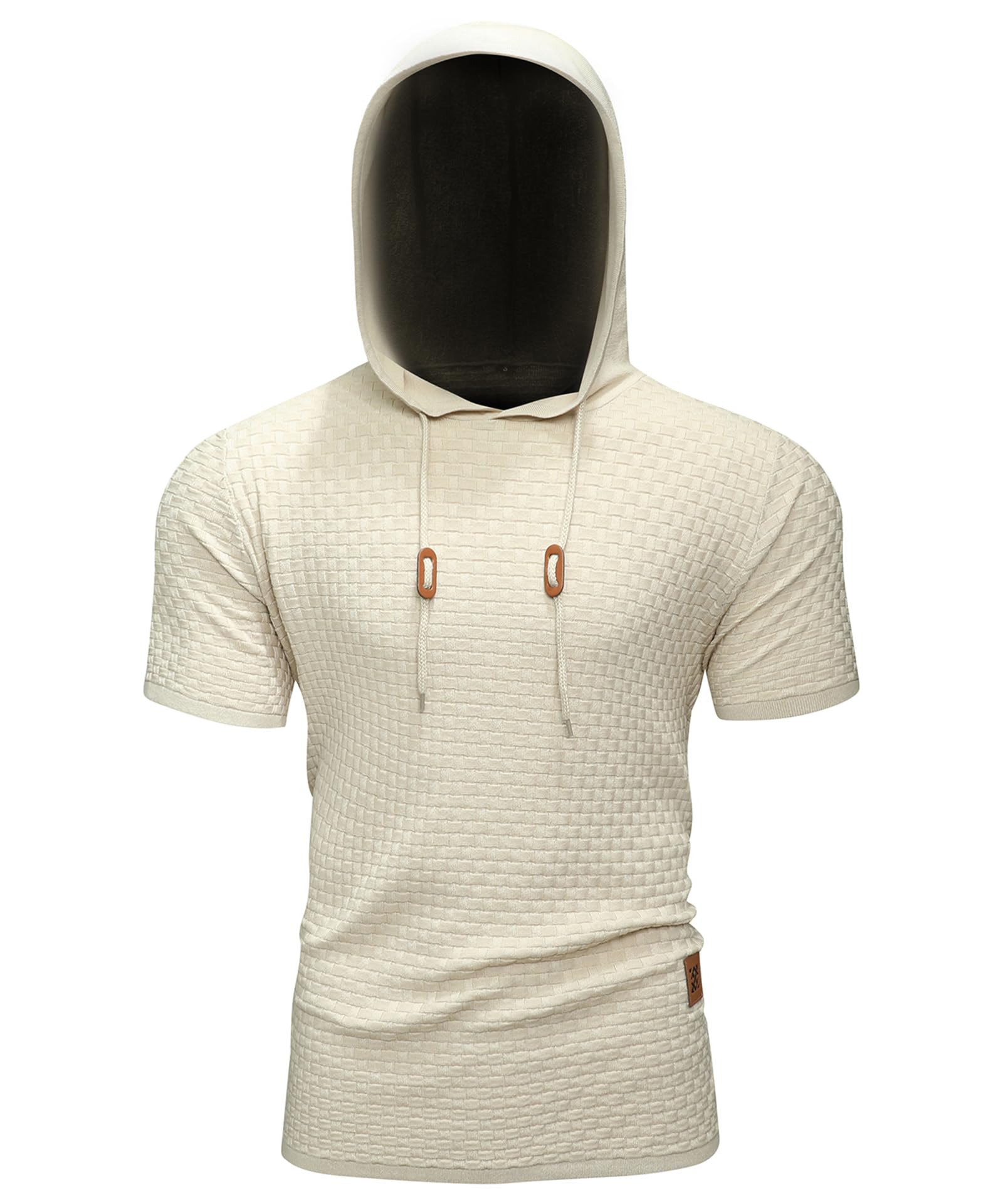 Zaitun Men's Short Sleeve Hoodie Shirt - Casual Waffle Knit Pullover Sweater for Men - Lightweight Summer Top for Outdoor Activities & Streetwear Fashion