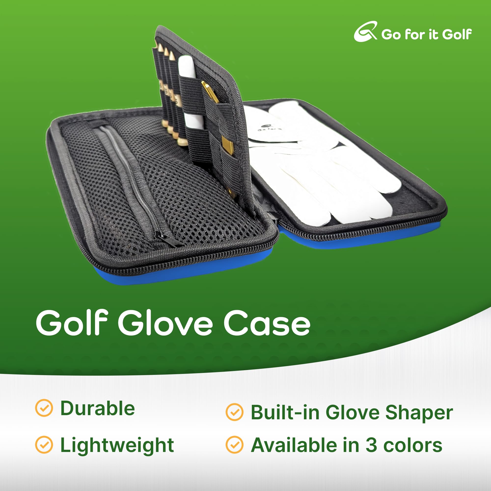 Wrinkle-Free Golf Glove Case with Shaper & Magnetic Holder - for Men & Women - Perfect for Golf Accessories Storage