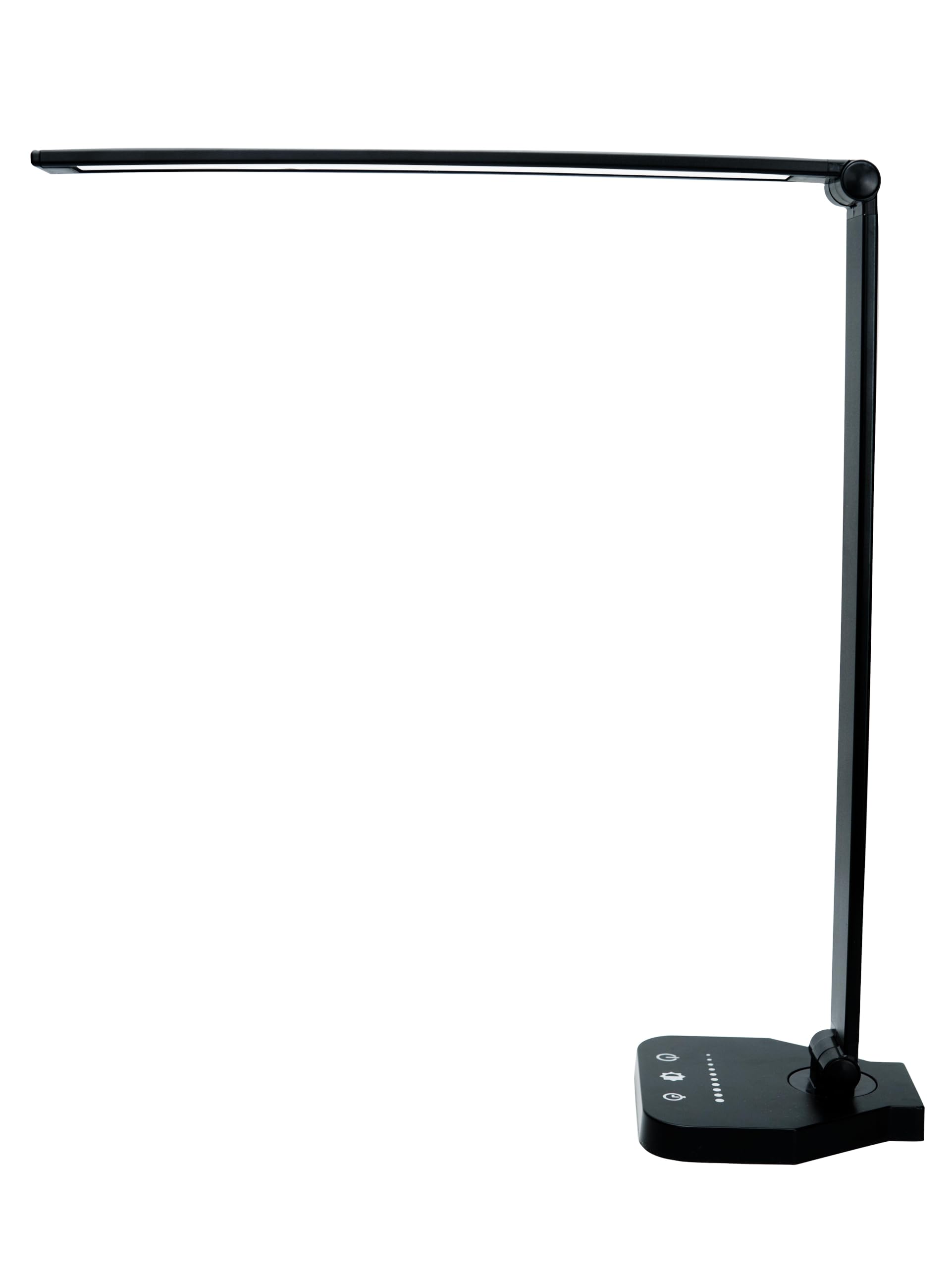 White Crown LED Desk Lamp - Dimmable Table Lamp with USB Charging Port, 5 Lighting Modes & Touch Control, 30/60 Min Auto-Off Timer - Perfect for Reading, Studying, Office Work & Nightstand Use (Black)