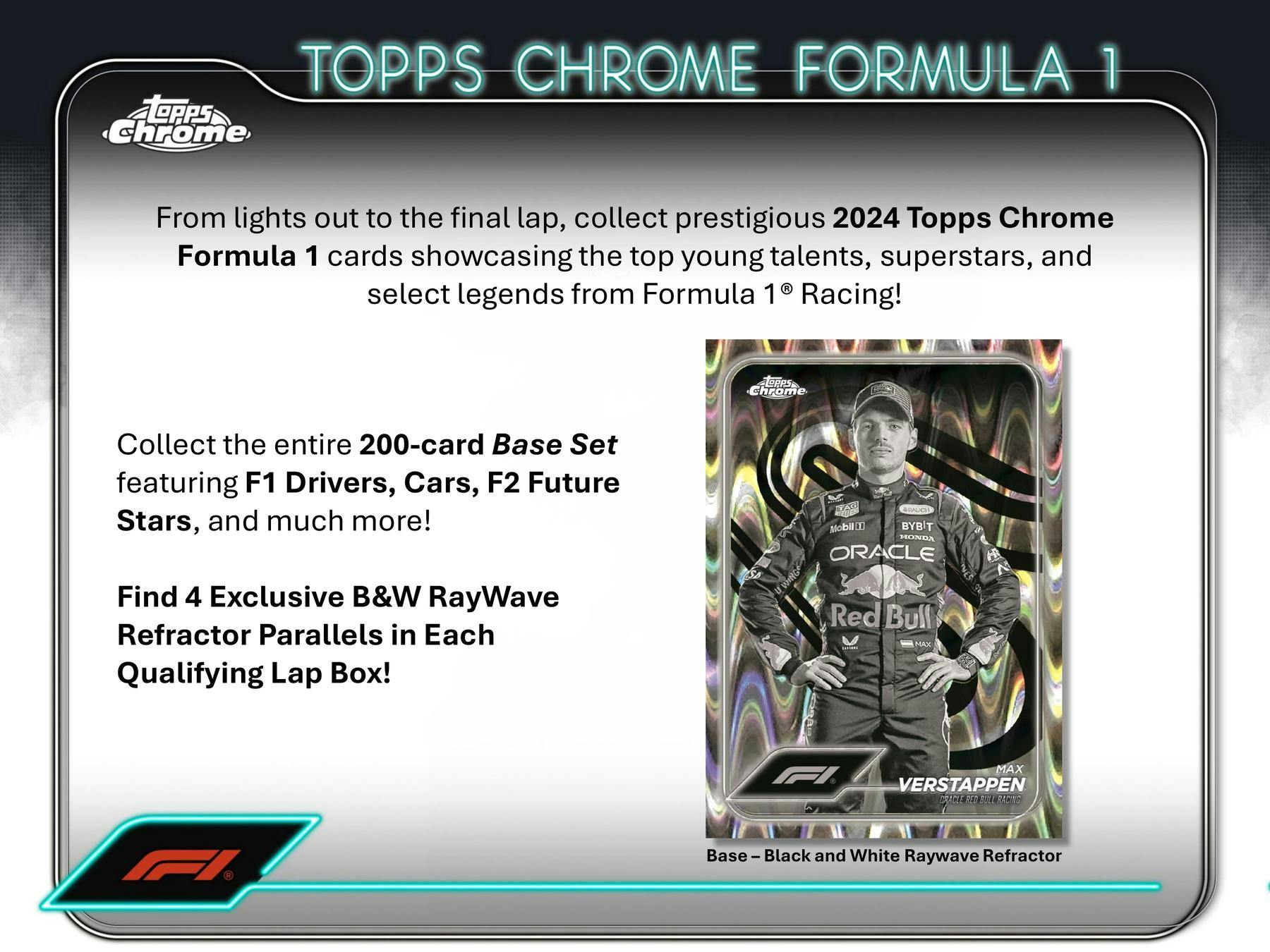 2024 Topps Chrome F1 Formula 1 Qualifying Lap Hobby Pack - Collectible Racing Cards for F1 Fans, Perfect for Trading and Displaying in Your Man Cave or Sports Memorabilia Collection