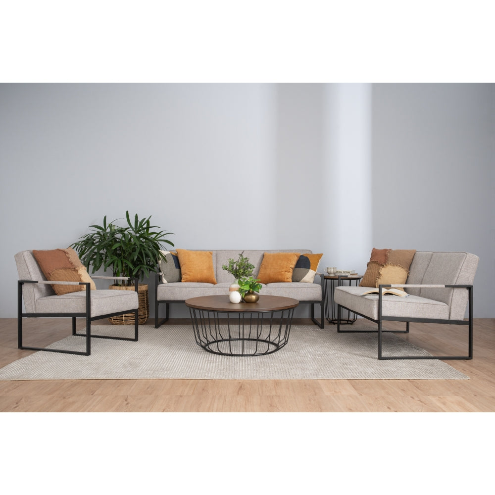 CALIBRA 2-Seater Sofa - Modern Black & Grey Fabric Couch for Living Room, Small Apartment & Office Lounge | Comfortable Compact Loveseat