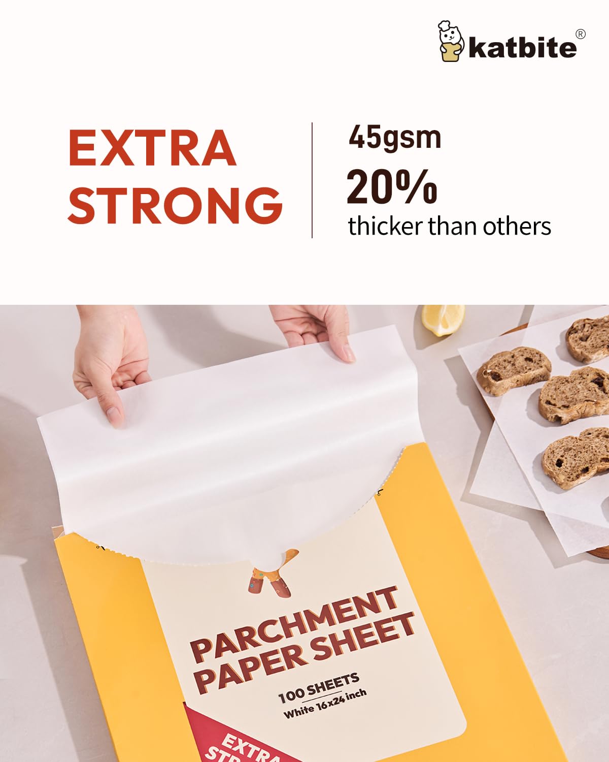 Katbite 16x24 Inch Heavy Duty Parchment Paper Sheets - 100Pcs Precut Non-Stick Baking Paper for Oven, Grill & Air Fryer | Perfect for Cookies, Roasting, Steaming & Meal Prep | Commercial & Home Kitchen Use