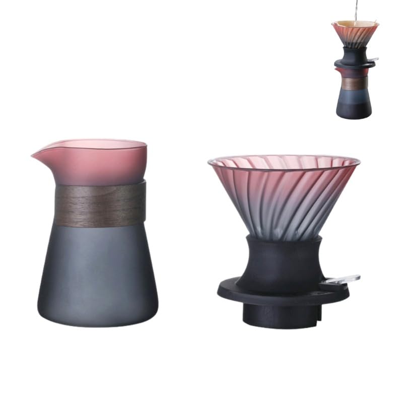 Premium Pour Over Coffee Maker Set - High-Quality Borosilicate Glass Dripper with Walnut Handle | Home Brewing Kit for Coffee Enthusiasts | Perfect for Morning Brews, Office Use & Gifts