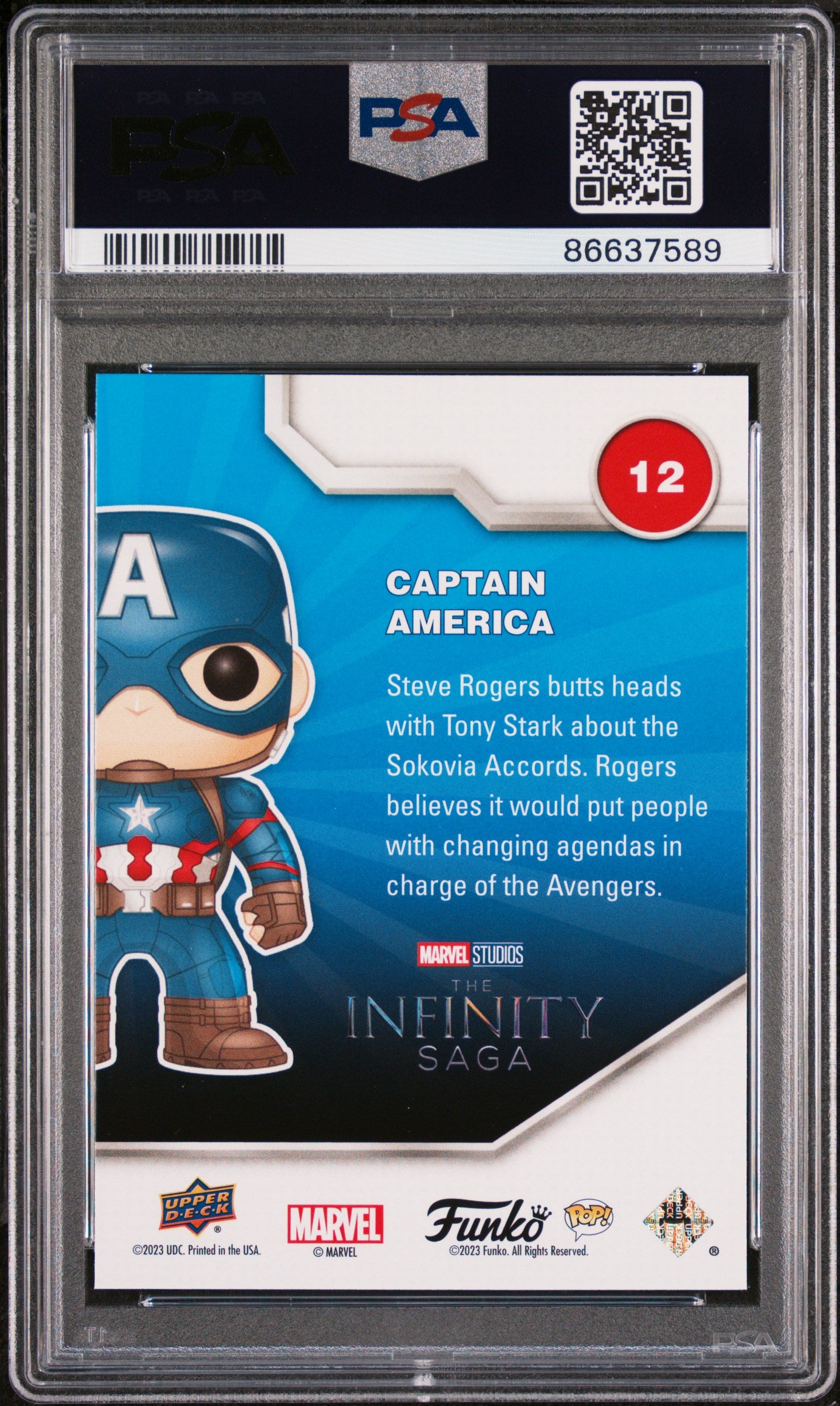 2023 Upper Deck Funko Pop Marvel Captain America #12 PSA 9 Graded Collectible - Perfect for Marvel Fans, Display Cases & Comic Conventions