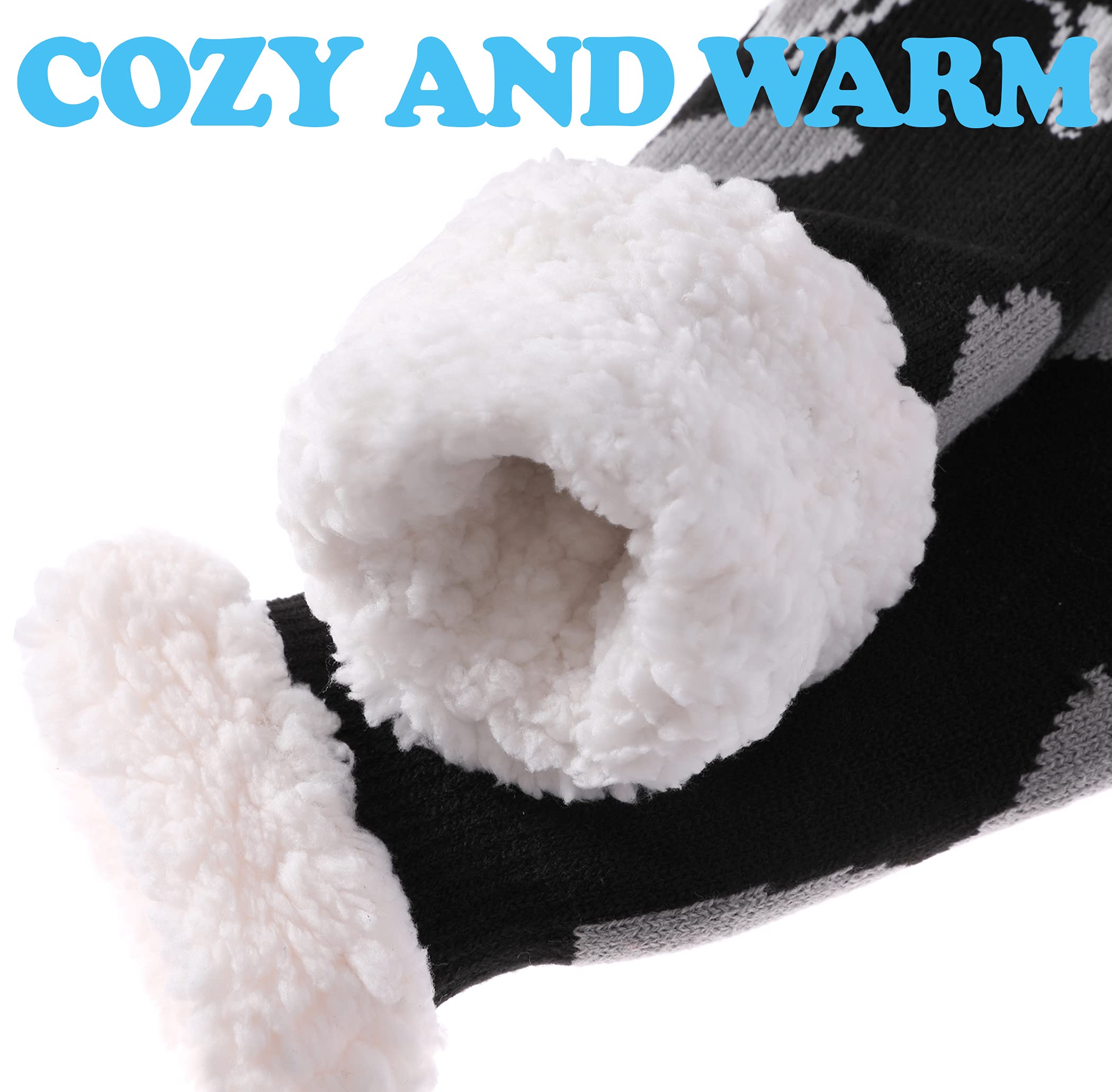 Men's Non-Slip Fuzzy Slipper Socks - Warm Winter Gripper Socks with Anti-Skid Dots for Indoor Home & Lounge Wear - Cozy Thick Fleece-Lined House Socks for Relaxing, Sleeping & Cold Weather Comfort