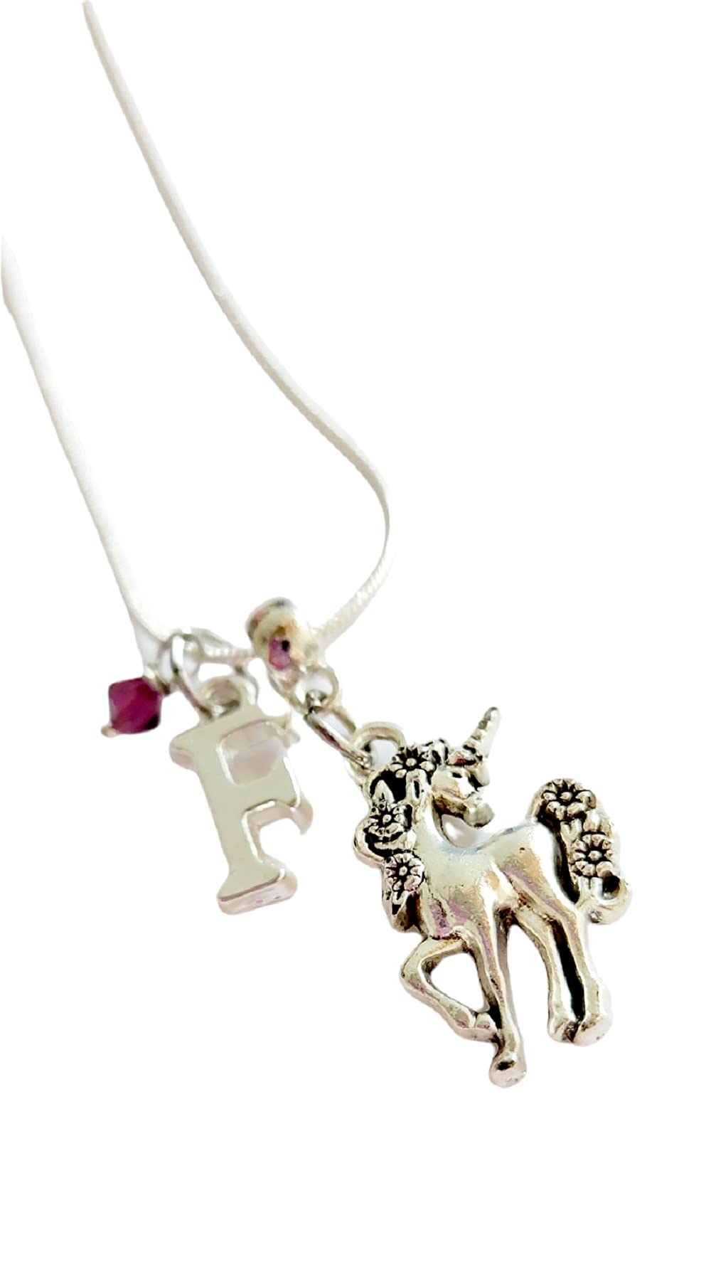 Personalized Initial Unicorn Charm Necklace with Genuine Crystal - Handmade Jewelry Gift for Women, Girls, Teens | Birthday, Christmas, Valentine's Day Present