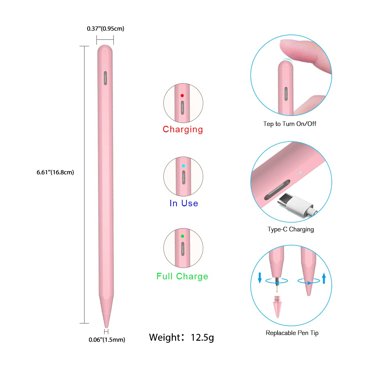 Premium Stylus Pen for iPad 10th & 9th Generation - Active Pencil with Palm Rejection Technology | Compatible with 2018-2023 iPad Models (10/9/8/7/6th Gen, iPad Pro 12.9