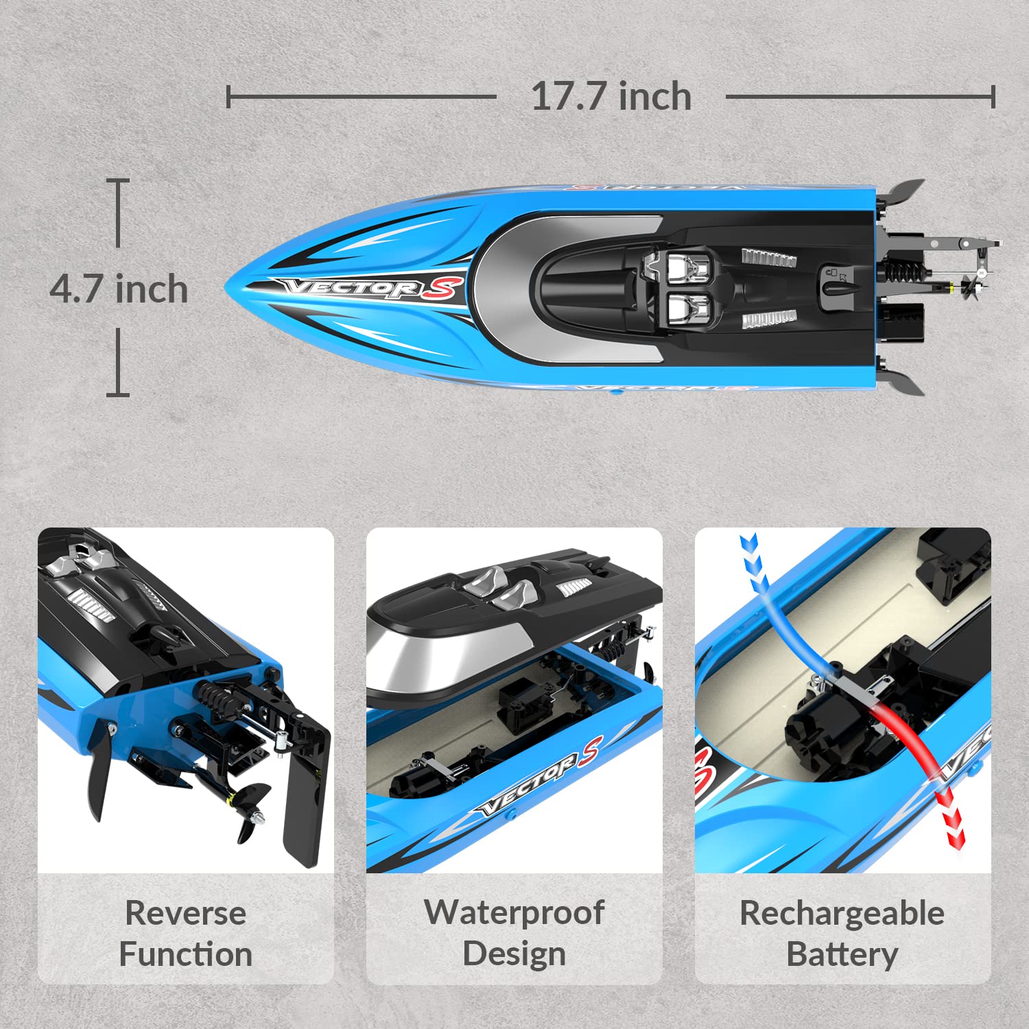 VOLANTEXRC 30+MPH High Speed Brushless RC Boat for Adults - 17.7