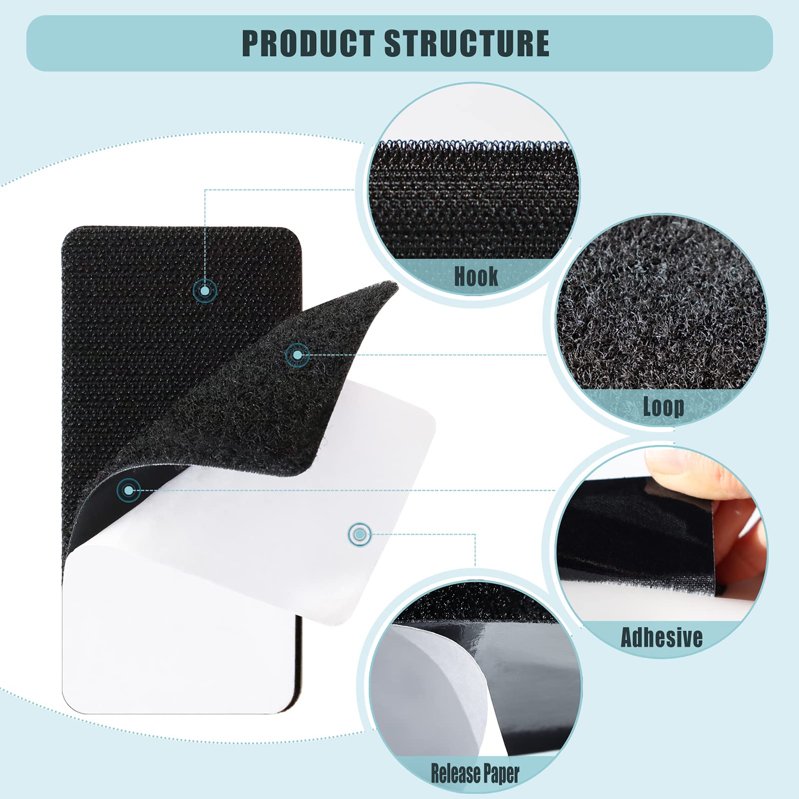16 Sets 2x4 Inch Heavy Duty Hook and Loop Tape with Adhesive - Strong Rug & Carpet Tape for Wall Hanging, Fabric, Couch, Office & Household Use - Perfect for Securing Rugs, Mounting Decor & Organizing Items