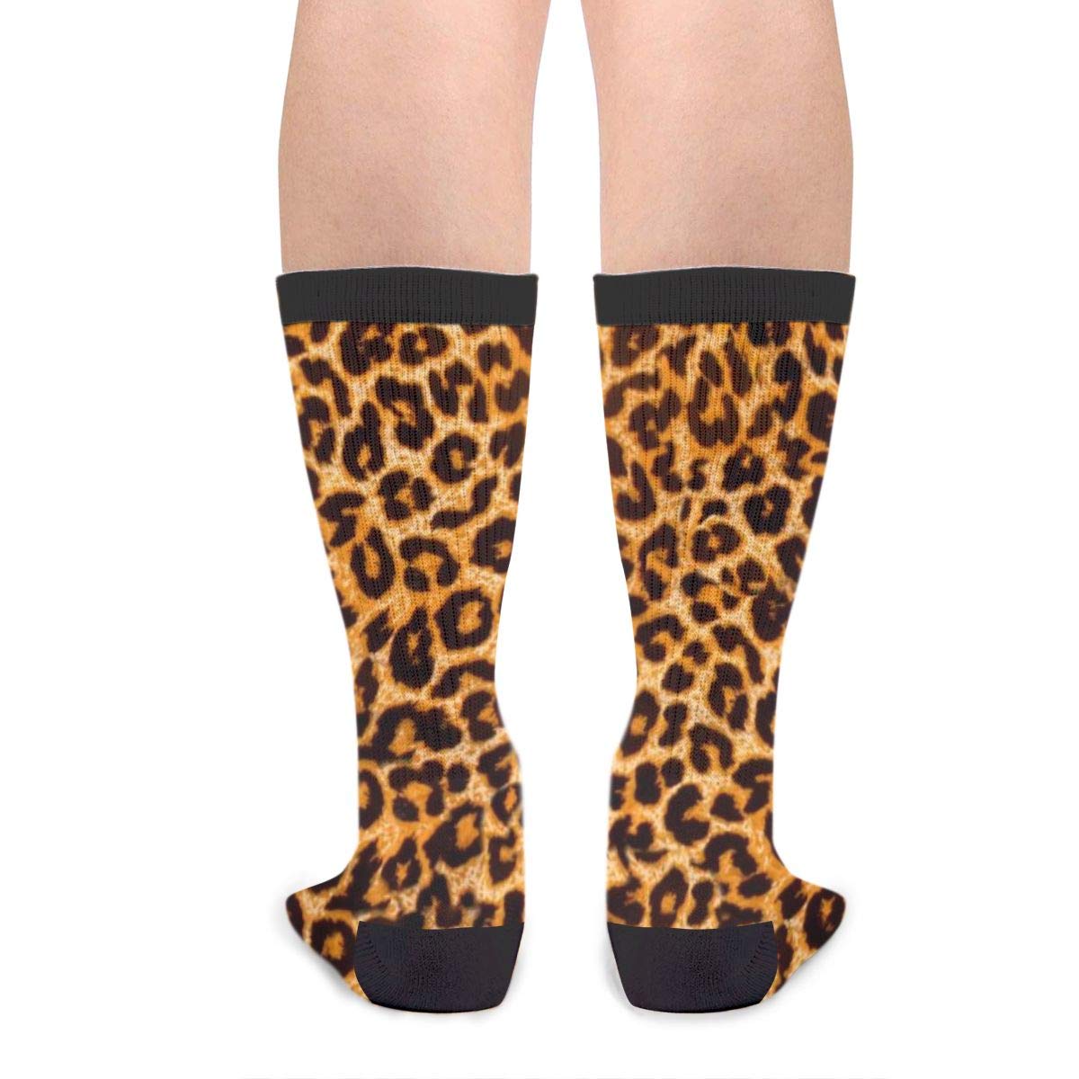 Leopard Print Tube Socks for Men & Women - Crazy Funny Novelty Crew Socks - Moisture Wicking Athletic Casual Socks - Perfect Gift for Costume Parties, Sports & Everyday Wear
