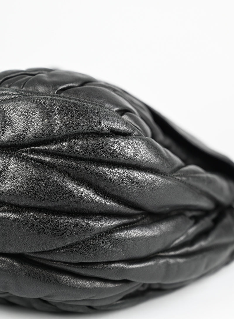 Miu Miu Black Quilted Leather Handbag - Luxury Designer Shoulder Bag for Women, Perfect for Work, Evening Events & Travel