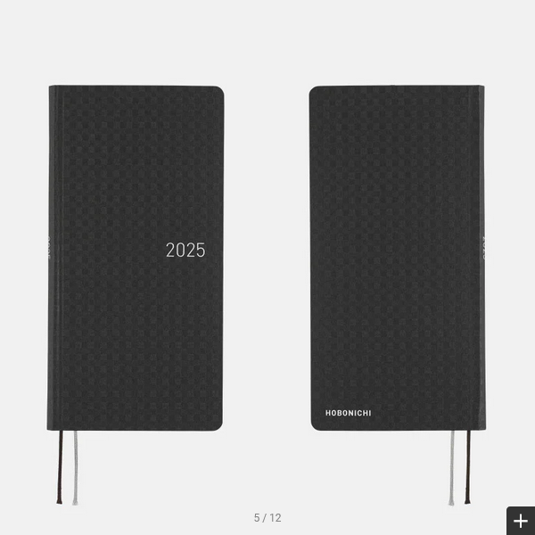 Hobonichi Techo 2025 Planner - Black Gingham Weeks Hardcover, Weekly Horizontal Layout, English Edition (January Start, Monday Start) | Perfect for Journaling, Productivity & Daily Planning