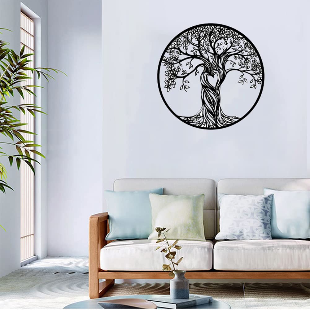 PENXZT Metal Tree of Life Wall Art - Laser Cut Metal Sculpture for Home Decor, 30cm Retro Silhouette Wall Hanging - Perfect for Living Room, Bedroom & Anniversary Gifts