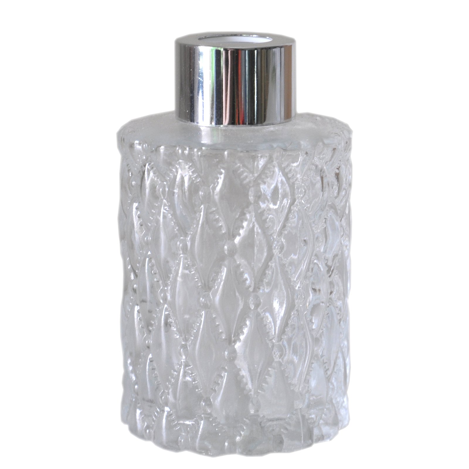 4-Pack Diamond Cut Cylindrical Glass Essential Oil Diffuser Bottles with Silver Caps (120ML) - Perfect for Aromatherapy, Home Spa, and Gift Giving