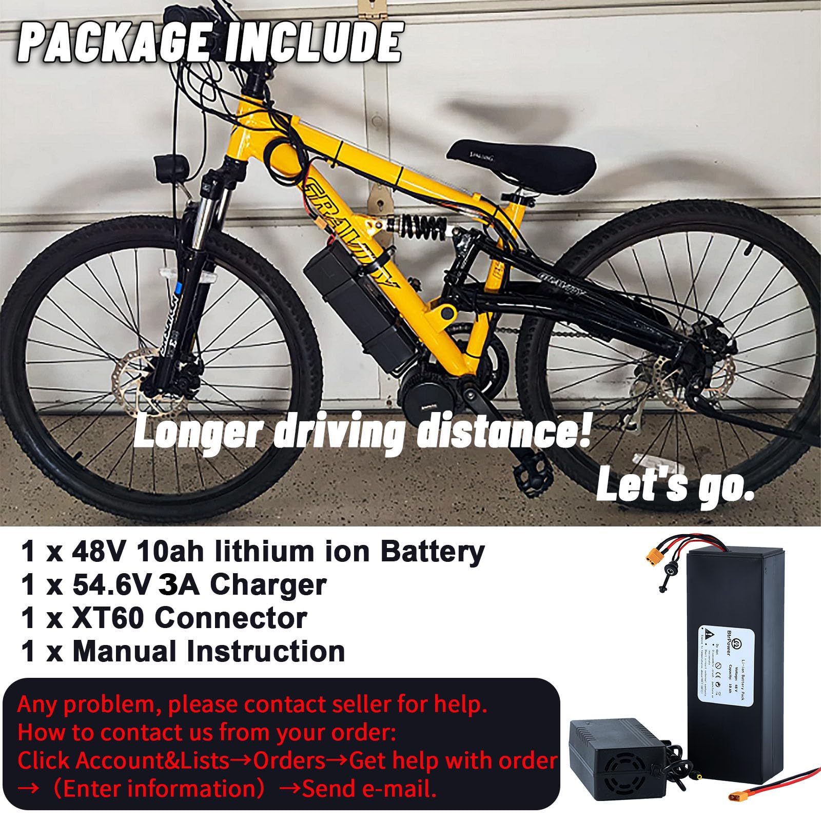 48V 52V 60V 72V Ebike Battery Pack - 10AH to 50AH Lithium Ion/LiFePO4 Battery with 3A/5A Charger & 50A/80A BMS - Compatible with 300W-4500W Electric Bike Motors - Perfect for Commuting, Mountain Biking & Long-Distance Rides