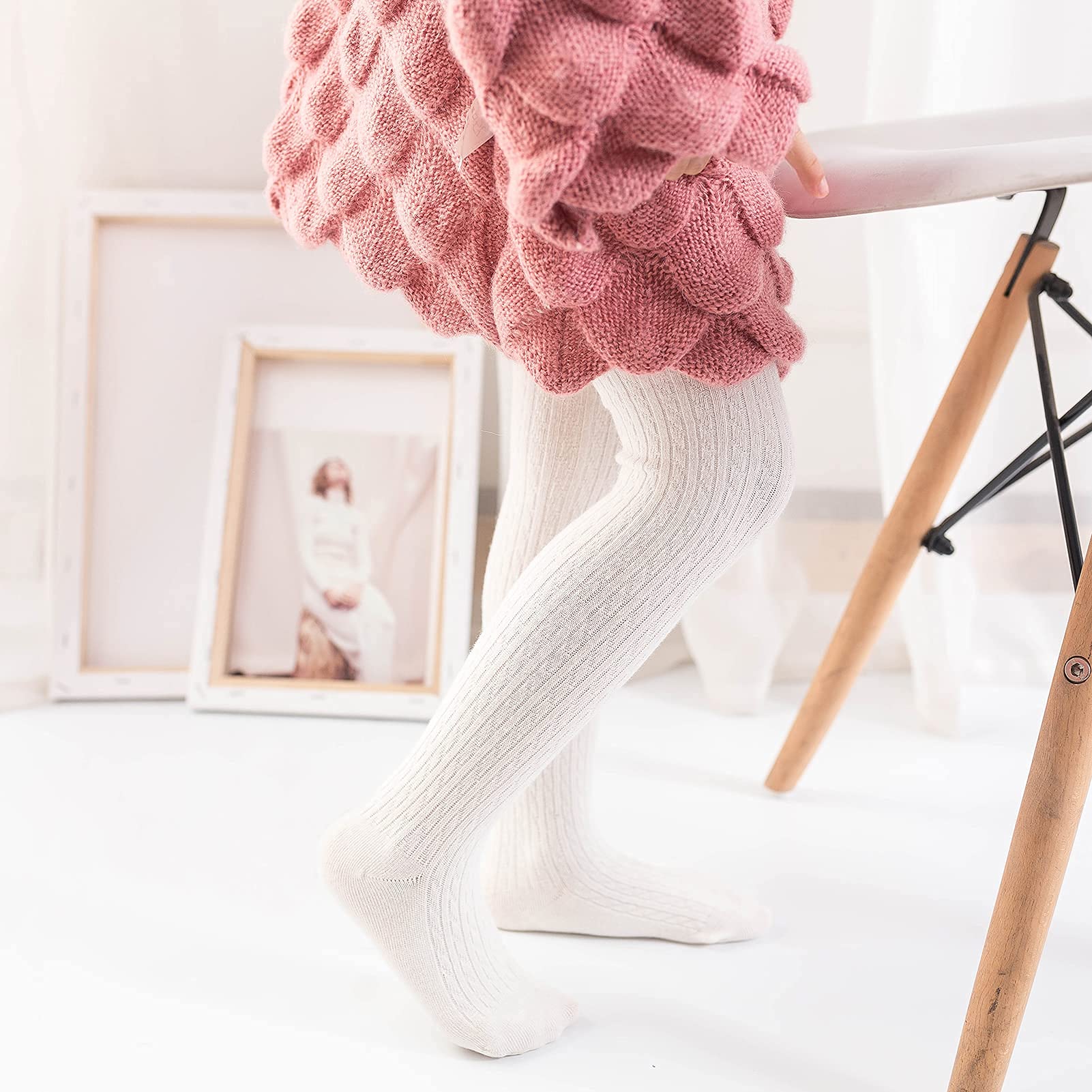Jormatt Girls Seamless Thick Cotton Cable Knit Tights & Leggings for Toddlers (Ages 2-10) - Warm Winter Stockings for School, Playtime & Outdoor Activities