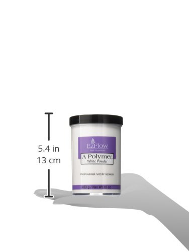 EZ Flow A Polymer White False Nails, 16 Ounce - Professional Acrylic Nail Powder for Salon & DIY Manicure at Home