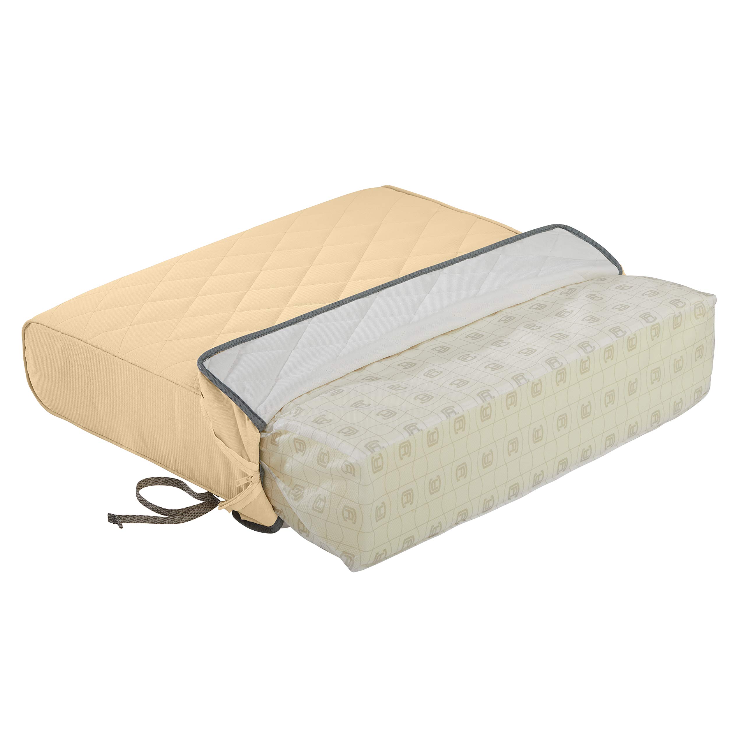 Classic Accessories Montlake Outdoor Chaise Lounge Cushion - 72 x 21 Inch FadeSafe Water-Repellent Quilted Chamomile for Patio, Poolside, and Garden Relaxation