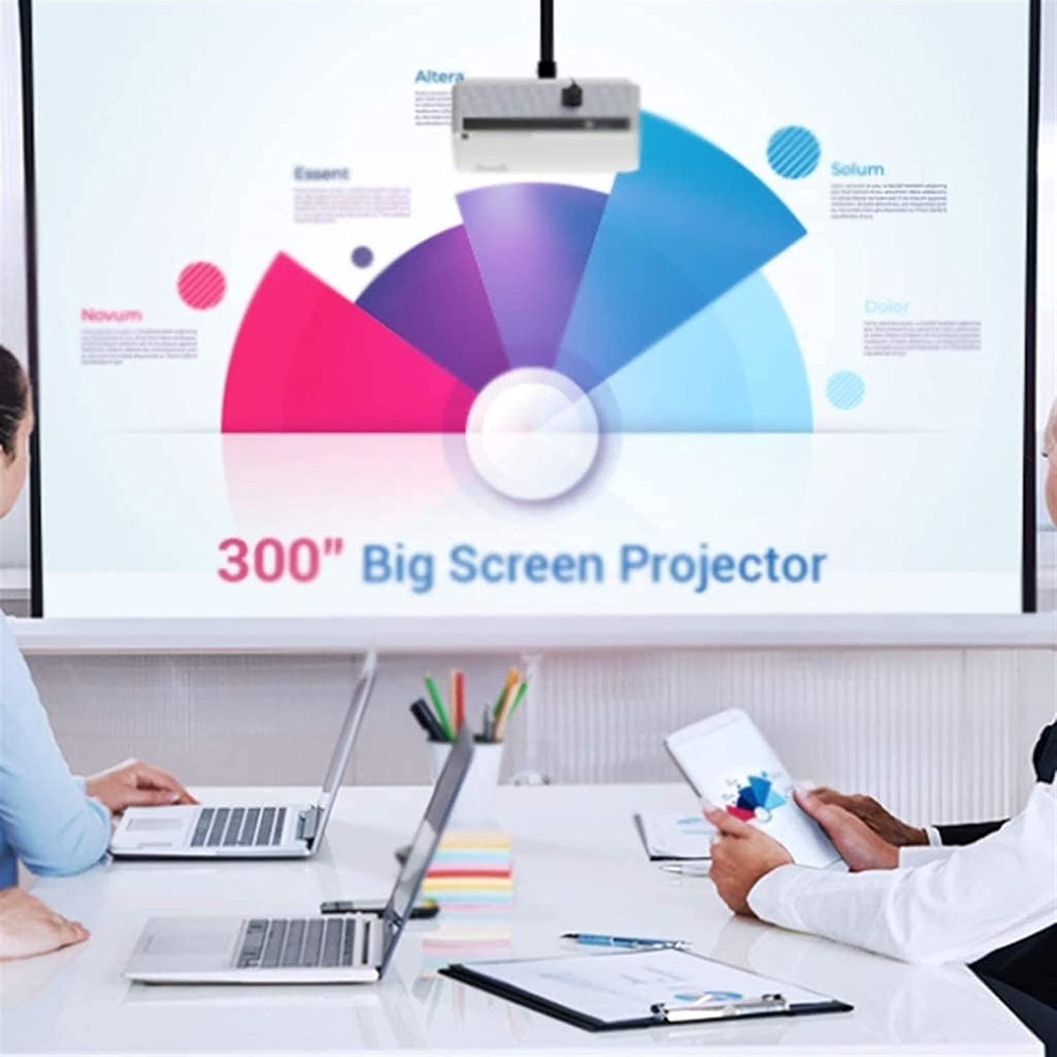 Portable 1080P Mini Projector - 170'' HD Display, 40,000 Hrs LED Life, Compatible with Fire TV Stick, HDMI, VGA, TF, AV & USB - Perfect for Home Theater, Outdoor Movie Nights & Business Presentations