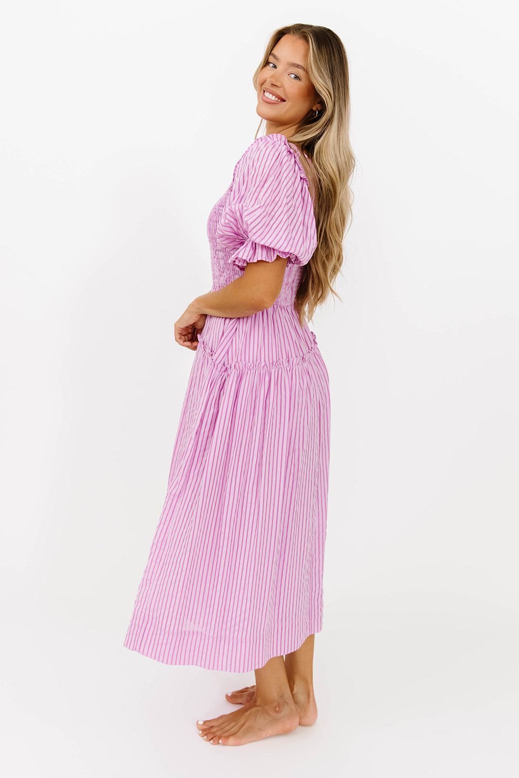 Kaden Women's Asymmetrical Ruffle Midi Dress - Flowy Pink Summer Dress for Casual Outings, Beach Vacations & Date Nights
