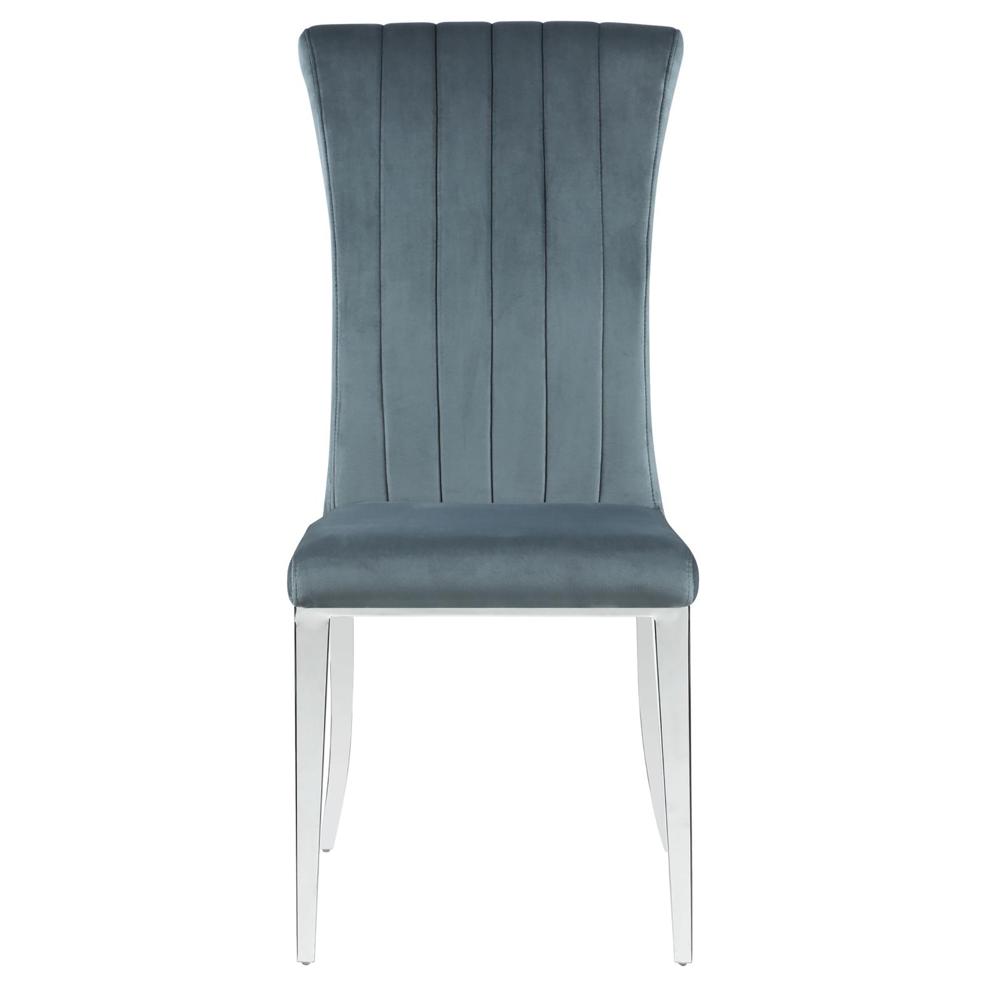 Dark Grey and Chrome Tufted Side Chairs (Set of 2) - Modern Dining Room Accent Chairs for Kitchen, Living Room or Office