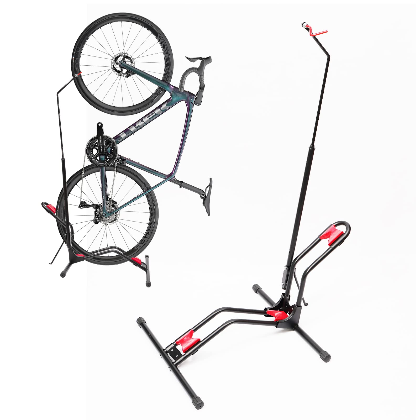 JAPUSOON Adjustable Upright Bike Stand - Vertical & Horizontal Freestanding Floor Bike Rack for Garage, Home & Gym - Fits Wheels Up to 29