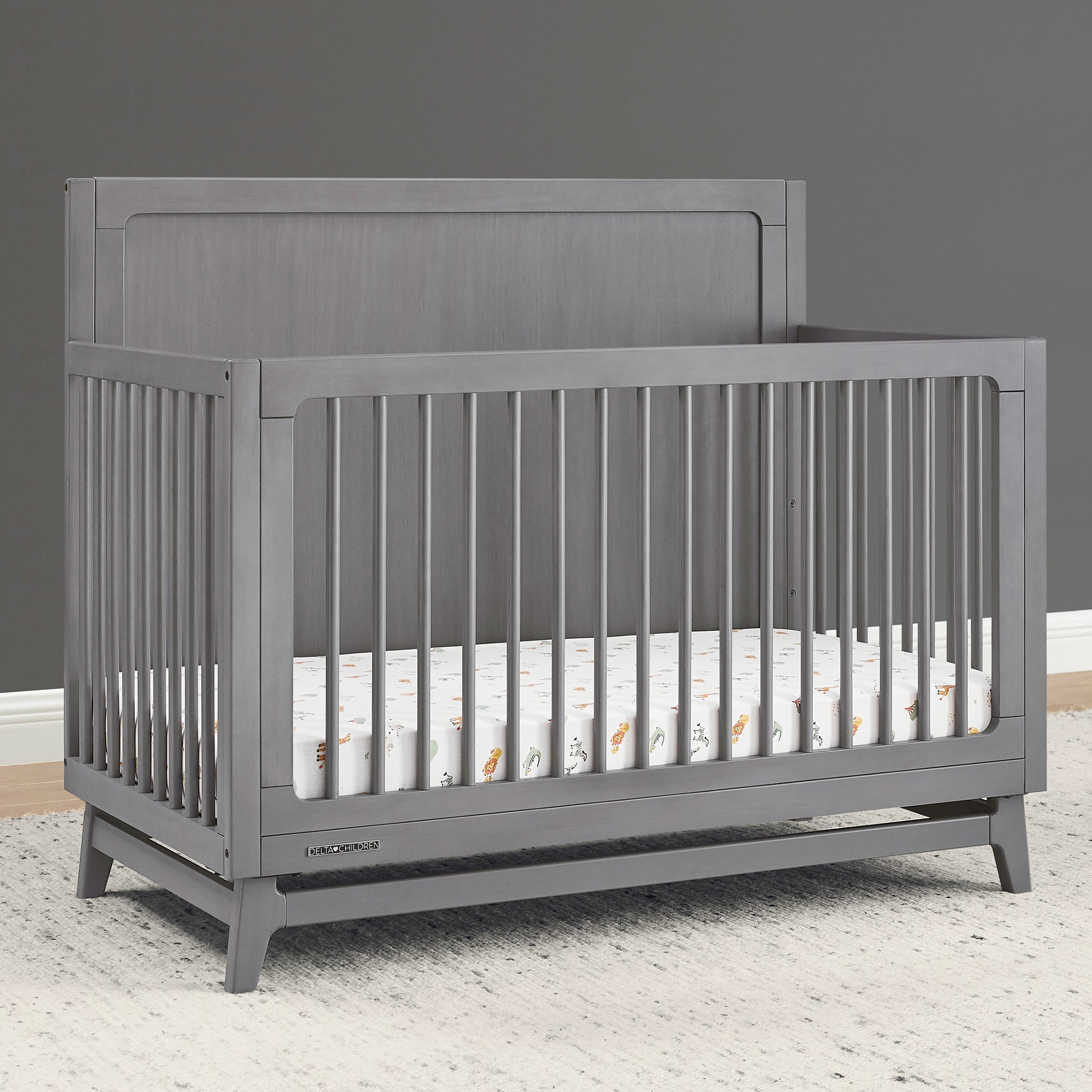 Convertible 6-in-1 Baby Crib by Spencer - Nursery Furniture That Grows with Your Child from Newborn to Toddler Bed