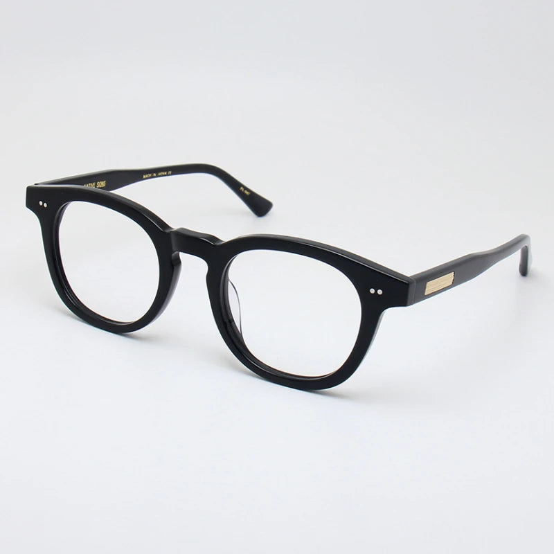 Stylish Unisex Black Acetate Eyeglasses - Round & Square Full Rim Frame 21322 | Perfect for Work, Reading & Fashion Accessories