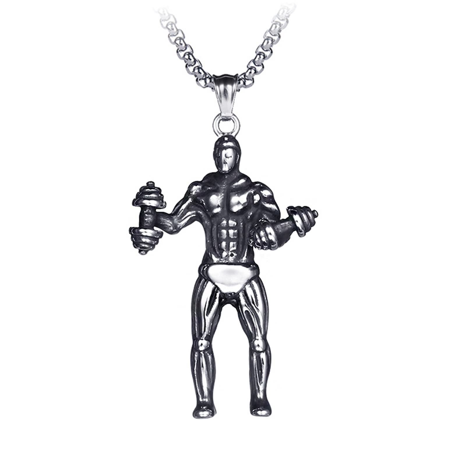 Stainless Steel Silver Pendant Necklace for Men & Women - Durable Muscle Chain Jewelry Gift for Him & Her | Perfect for Casual Wear, Gym, Dating & Special Occasions