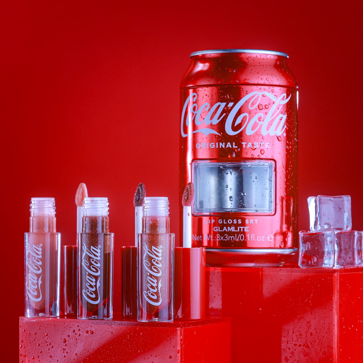Glamlite x Coca Cola Original Lip Gloss Set - 6 Shimmering Lip Gloss Shades, Vegan & Cruelty-Free - Perfect for Parties, Date Nights & Everyday Wear