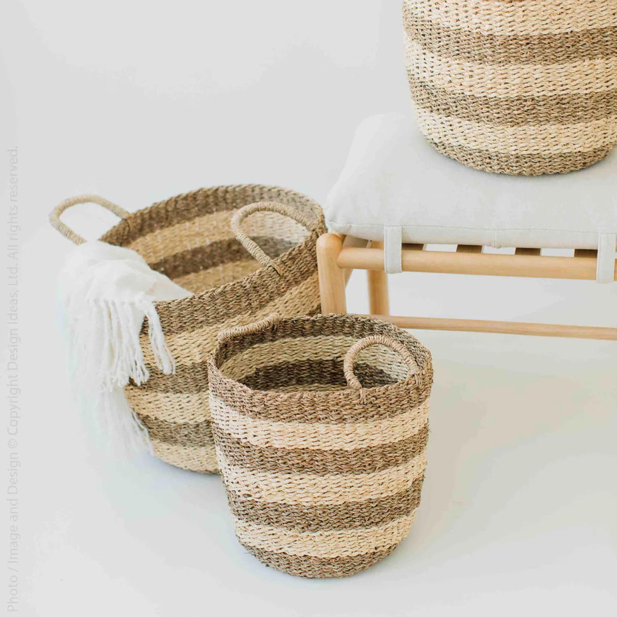 Natural Woven Storage Baskets Set of 3 - Camden Style Nesting Organizer Bins for Home Decor | Perfect for Living Room, Bedroom & Bathroom Organization