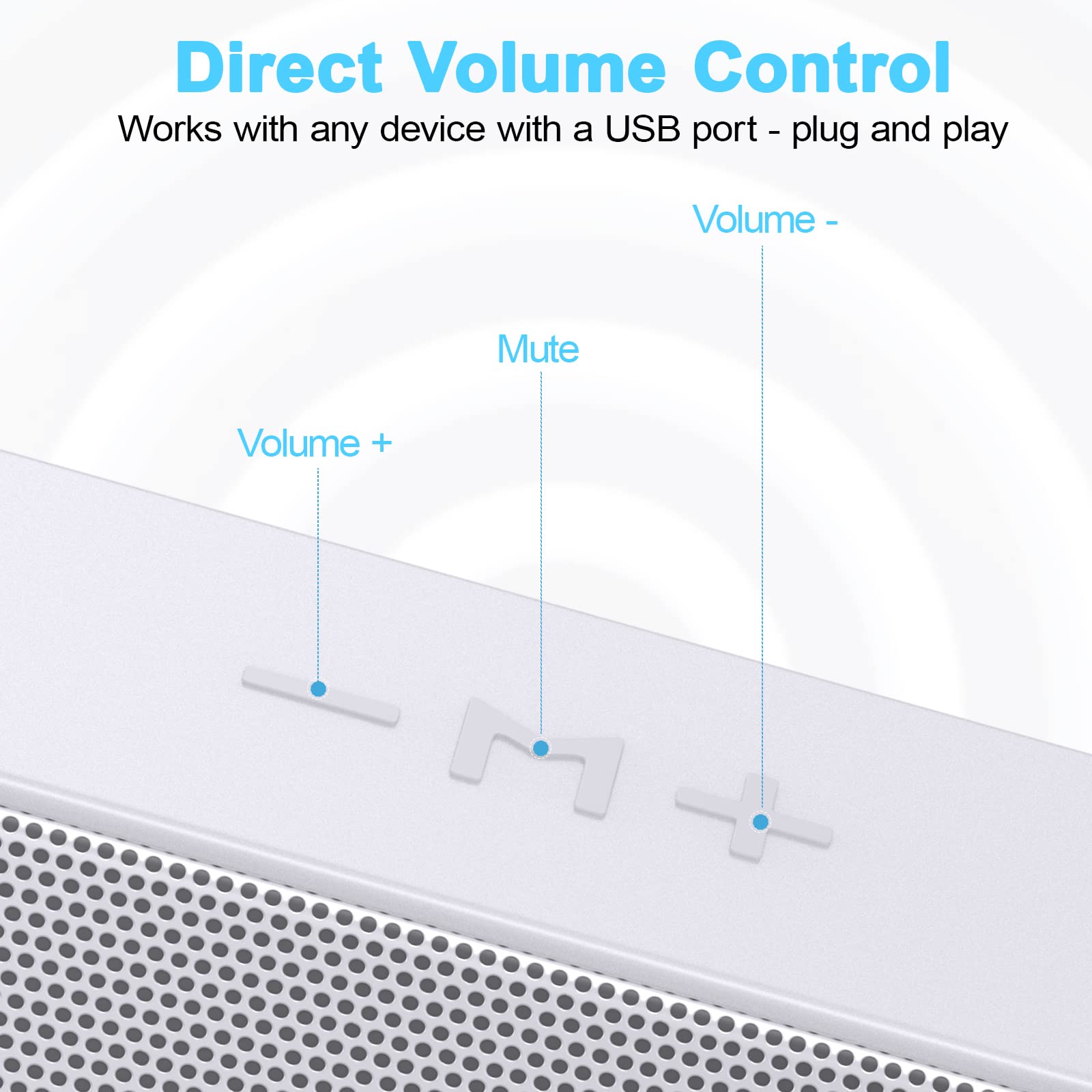 ZETIY USB Powered PC Speakers - Compact Computer Soundbar with Volume Control & Mute Button for Desktop, Laptop, Notebook | Plug & Play | Perfect for Home Office, Gaming & Music Streaming (Grey)
