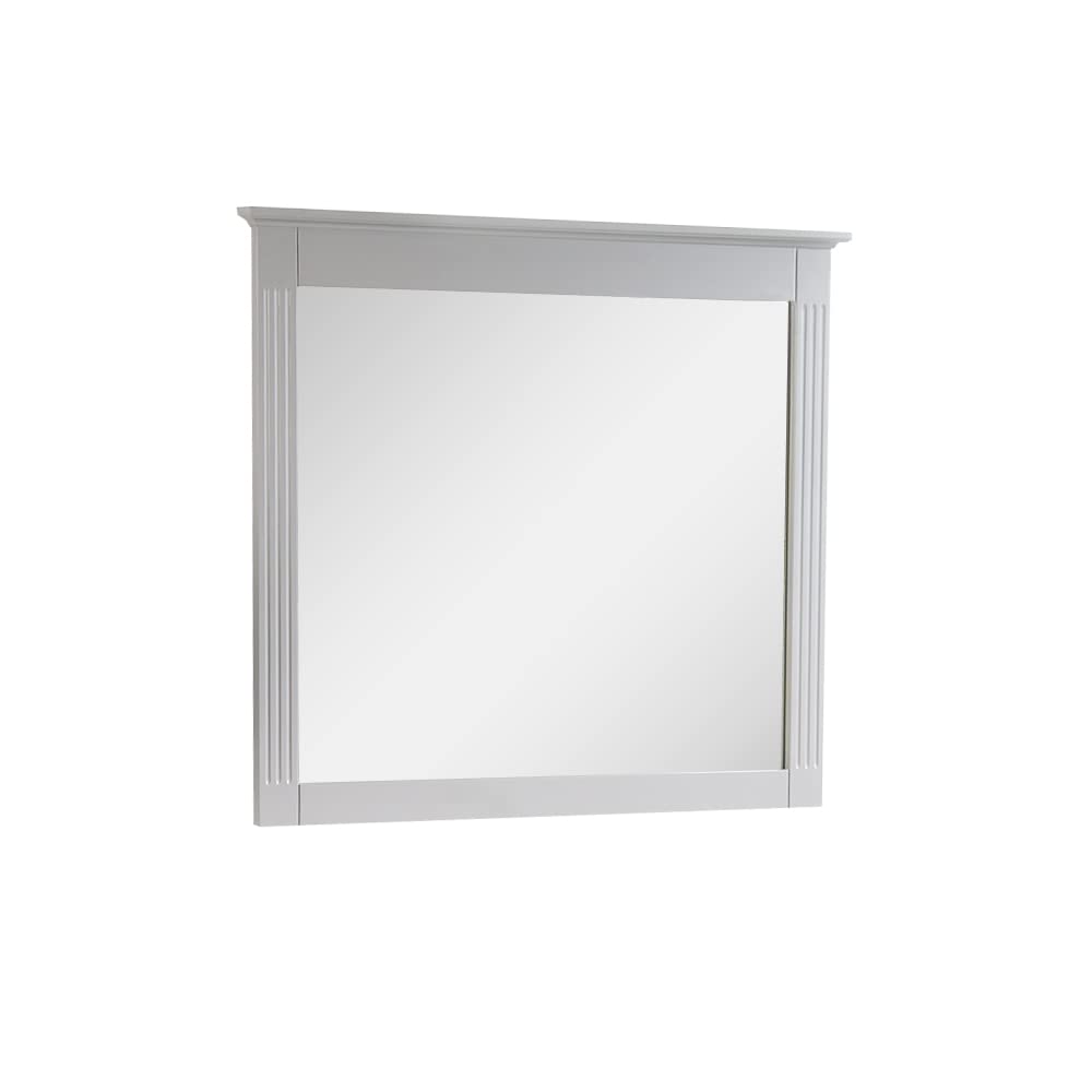 WELLFOR 38x33 Inch Wall Mounted Wood Framed Vanity Mirror - Rectangle HD Bathroom Mirror with Vertical/Horizontal Hanging Options - Perfect for Bathroom, Living Room & Entryway Decor - Elegant Grey Finish