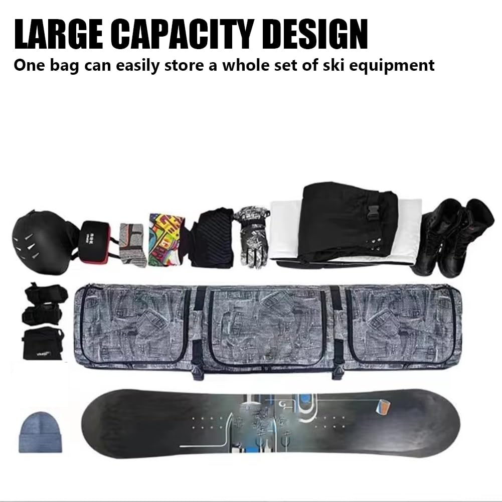 Padded Snowboard Travel Bag with Wheels - Lightweight Rolling Ski & Snowboard Carrier for Airplane Travel - Durable Snowboarding Equipment Bag for Flying, Ski Trips & Winter Sports Gear Storage