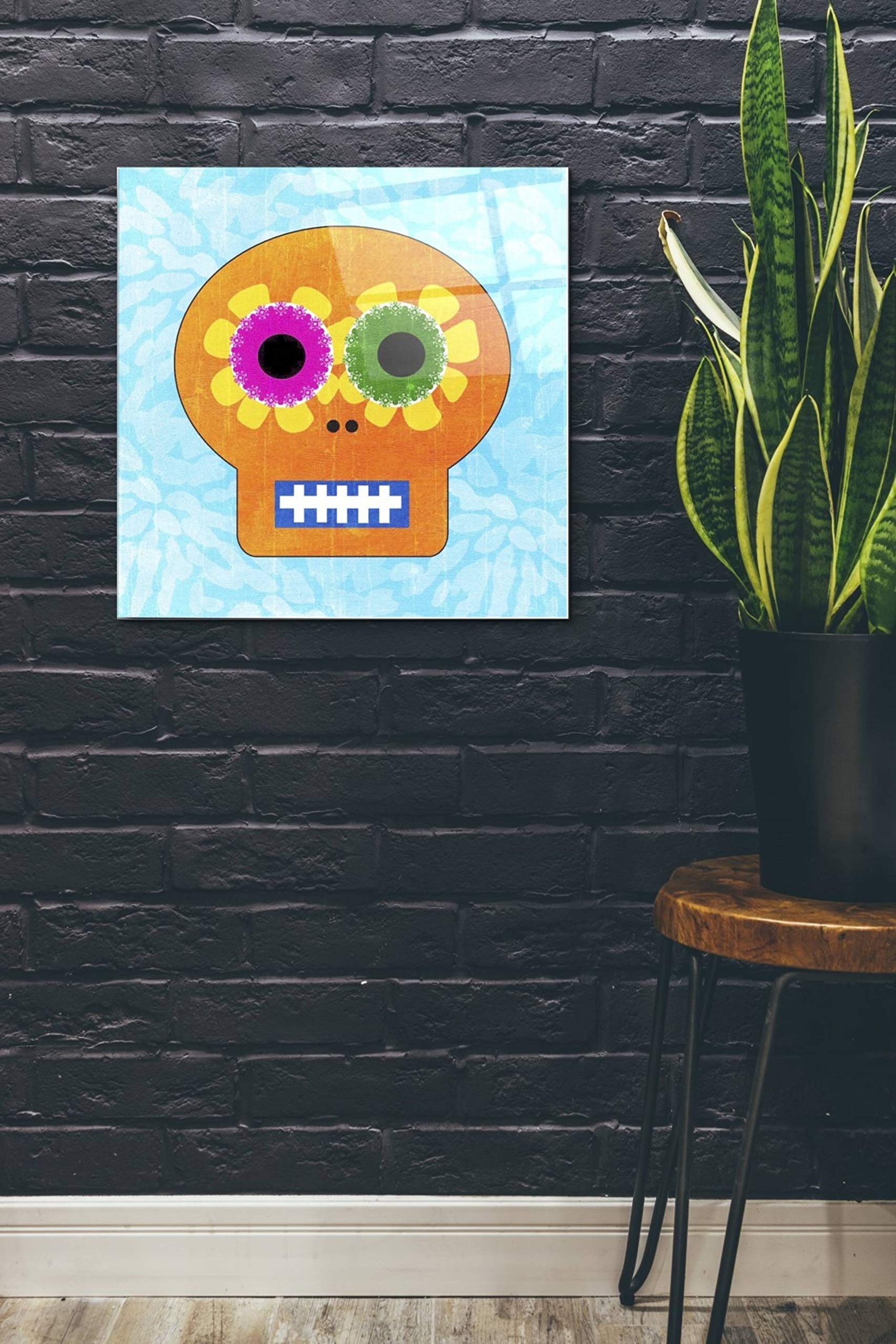Day of the Dead IV Acrylic Glass Wall Art by Linda Woods - 24x24 Inches Vibrant Mexican Folk Art Painting - Perfect for Home Decor, Dia de los Muertos Celebrations & Gift Giving