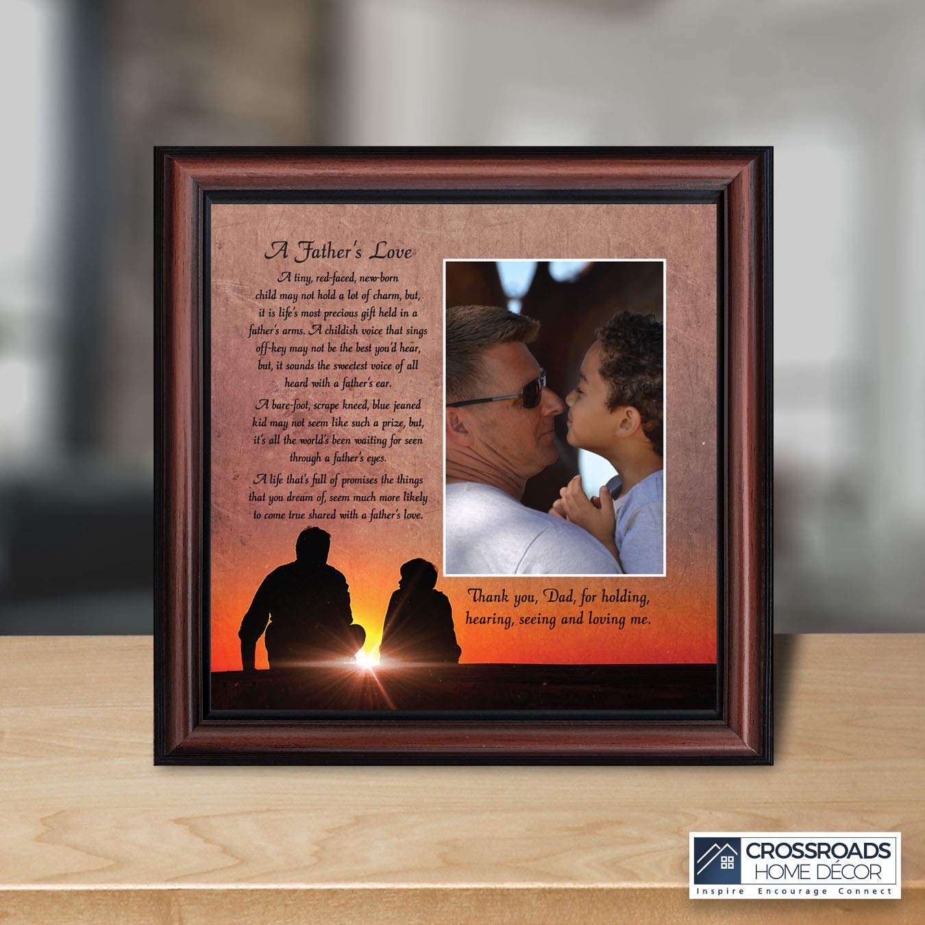 Personalized Picture Frame Gift for Dad - Crossroads Home Décor Father's Day Present from Son or Daughter - Perfect for Office Desk, Mantel Display & Special Occasions