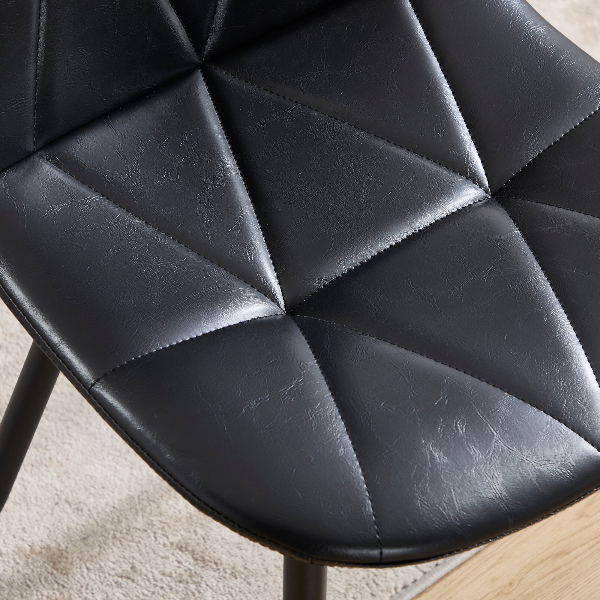4-Piece Modern Upholstered Faux Leather Dining Chair Set with Metal Legs & High Back - Black Kitchen & Dining Room Chairs - Easy Assembly & Cleaning - Perfect for Home, Restaurant & Office Use