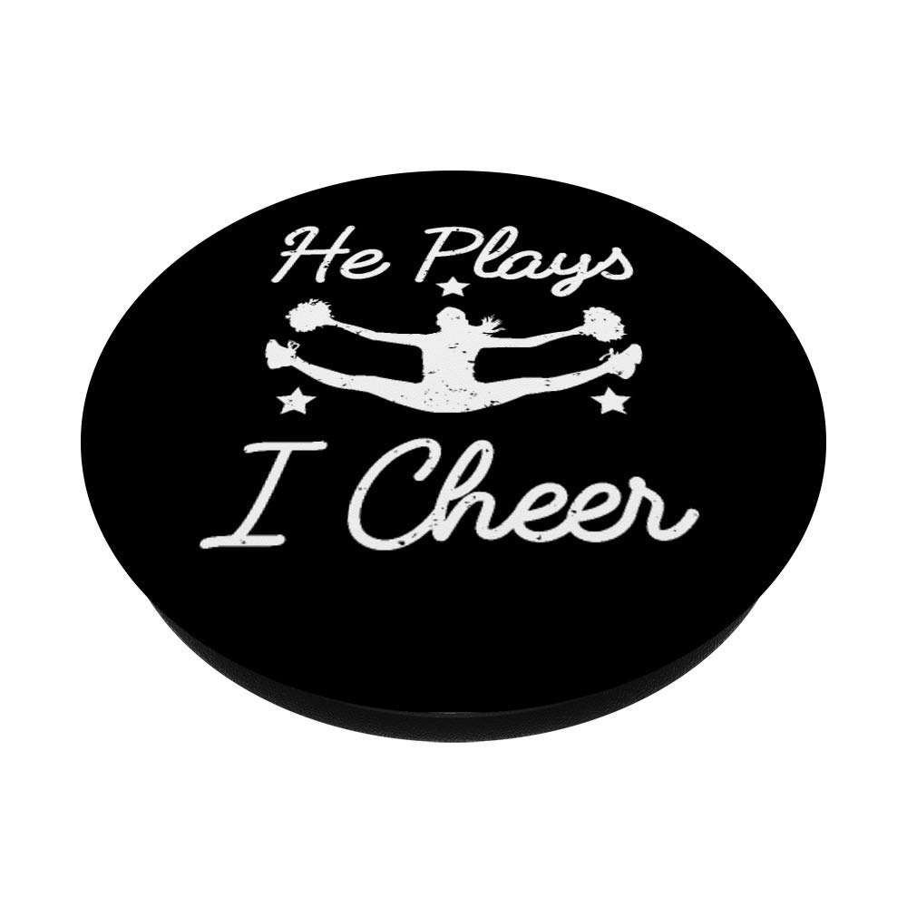 He Plays I Cheer Cheerleading Boyfriend PopSockets Phone Grip & Stand - Perfect for Game Day, Couples & Sports Fans