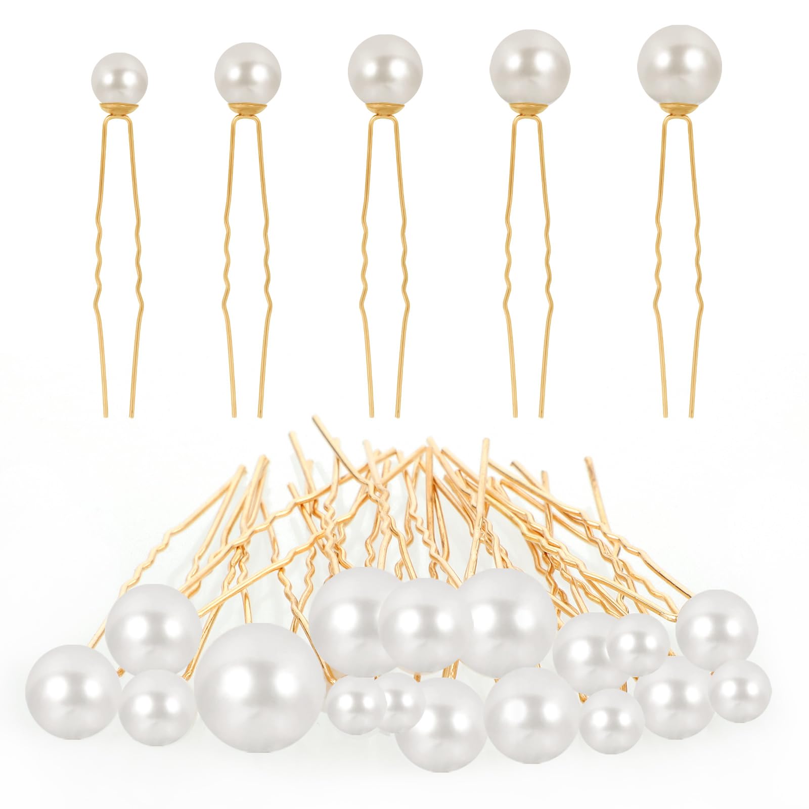 18Pcs Pearl Bobby Pins for Wedding - U Shaped Bridal Hair Clips with Pearls for Brides, Bridesmaids & Women (Gold) | Elegant Hair Accessories for Special Occasions