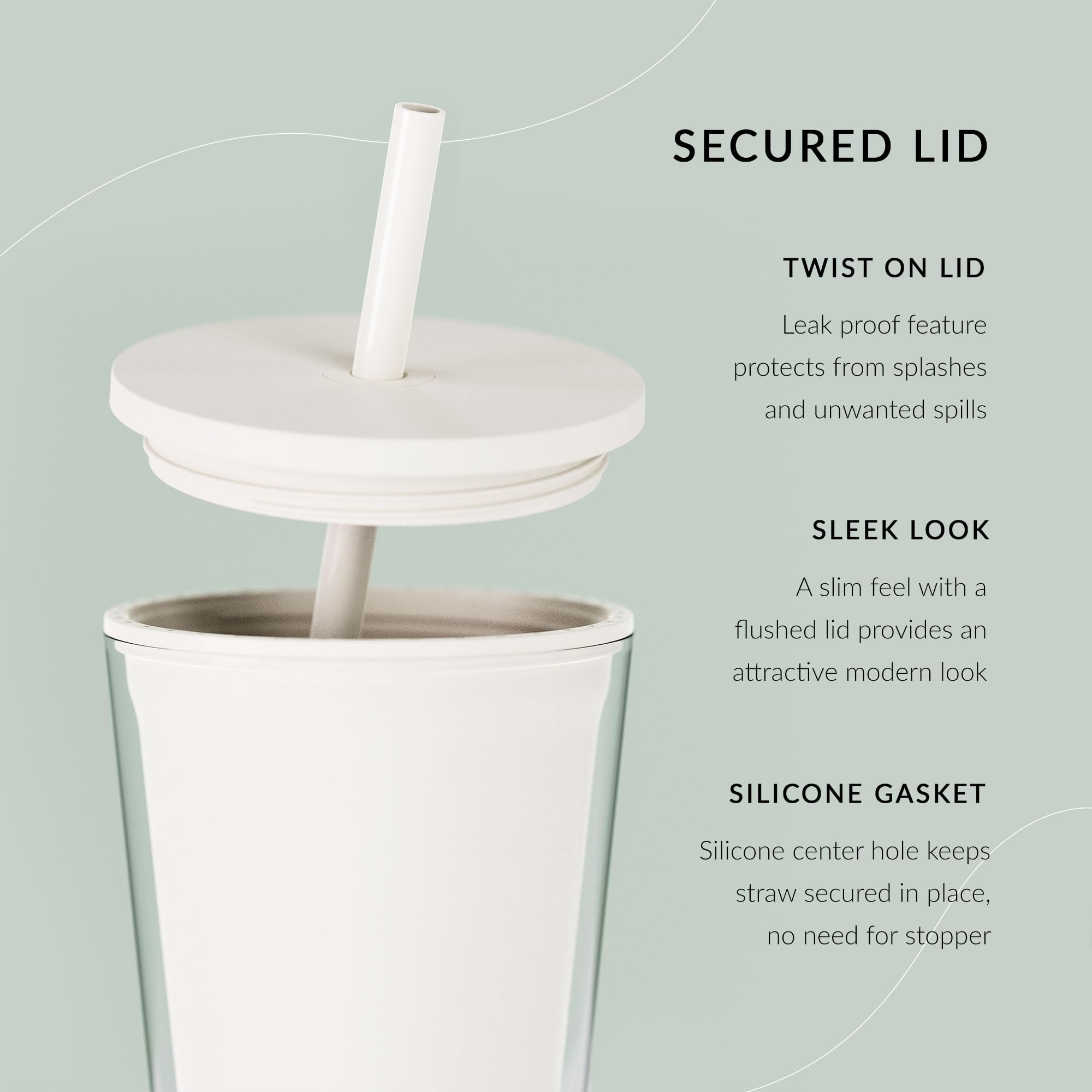 Maars Classic 16oz Acrylic Tumbler with Lid and Straw - Premium Insulated Reusable Plastic Cup for Iced Coffee, Double Wall Design, BPA Free (Sea Forest, 2 Pack) - Perfect for Office, Travel, and Outdoor Activities