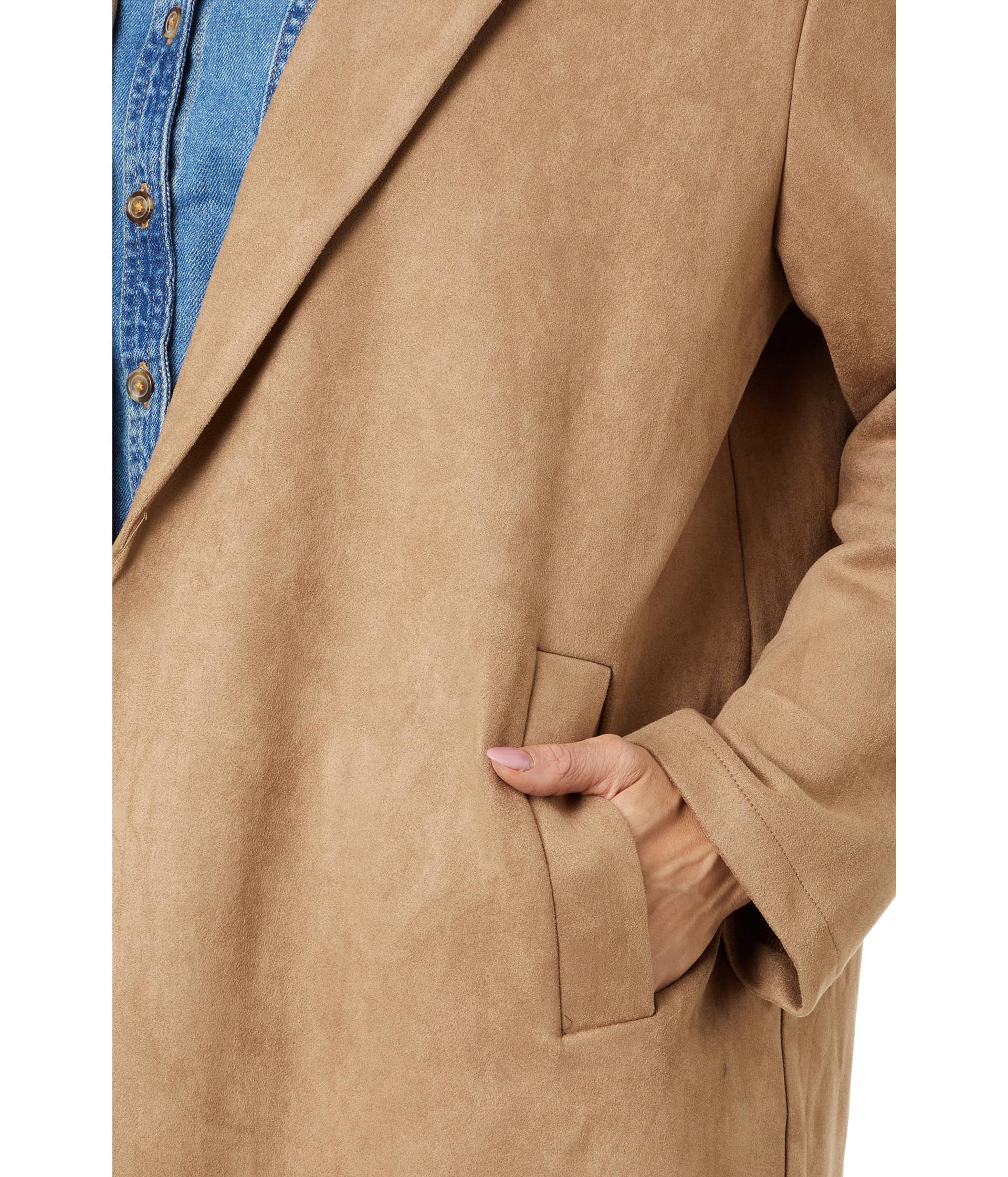 BLANKNYC Women's Long Faux Suede Coat Jacket - Stylish Winter Outerwear for Casual Outings & Office Wear