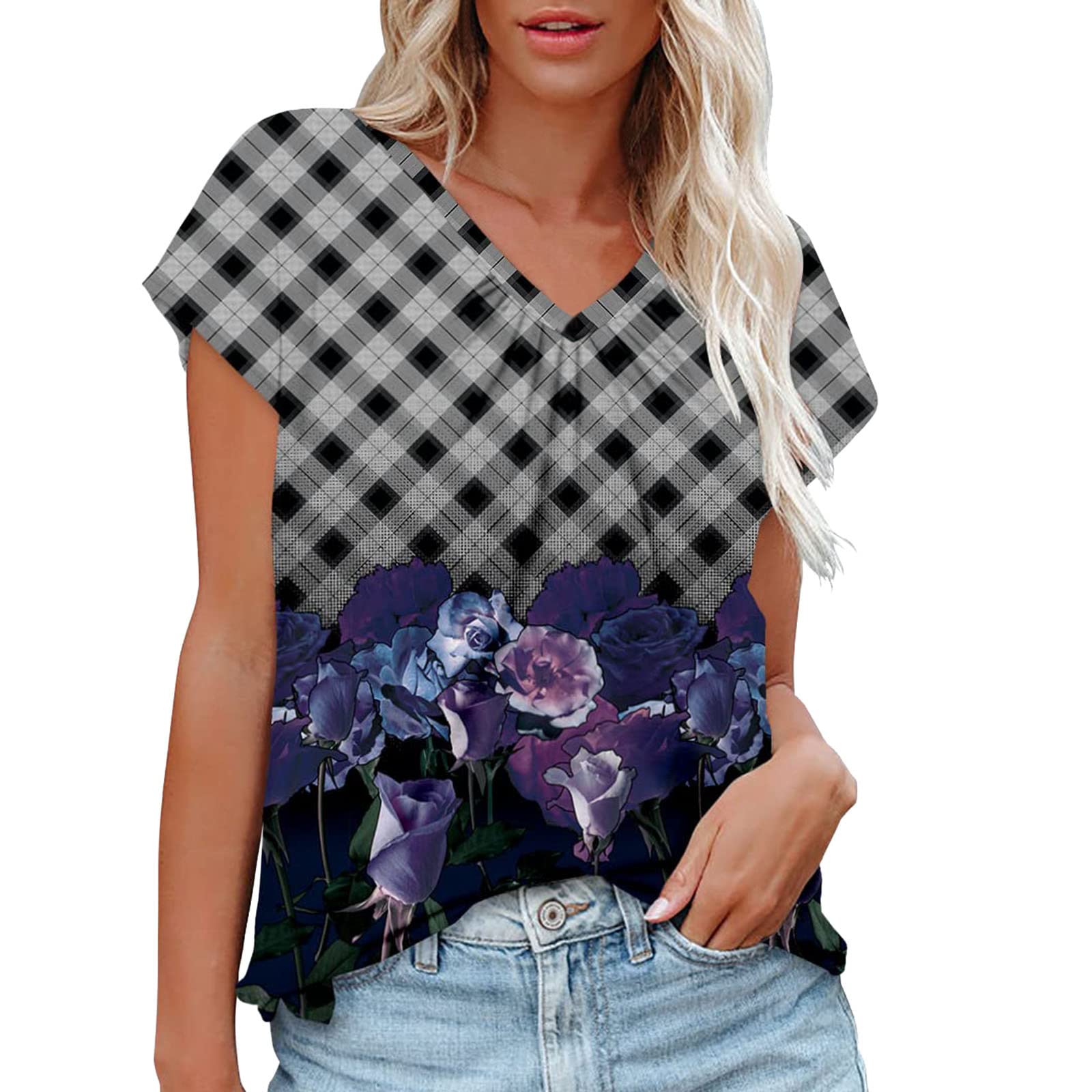 Women's Casual V-Neck Cap Sleeve Tank Tops - Loose Fit Basic Blouse for Summer, Workout, and Everyday Wear | Comfortable & Stylish Women's Shirts