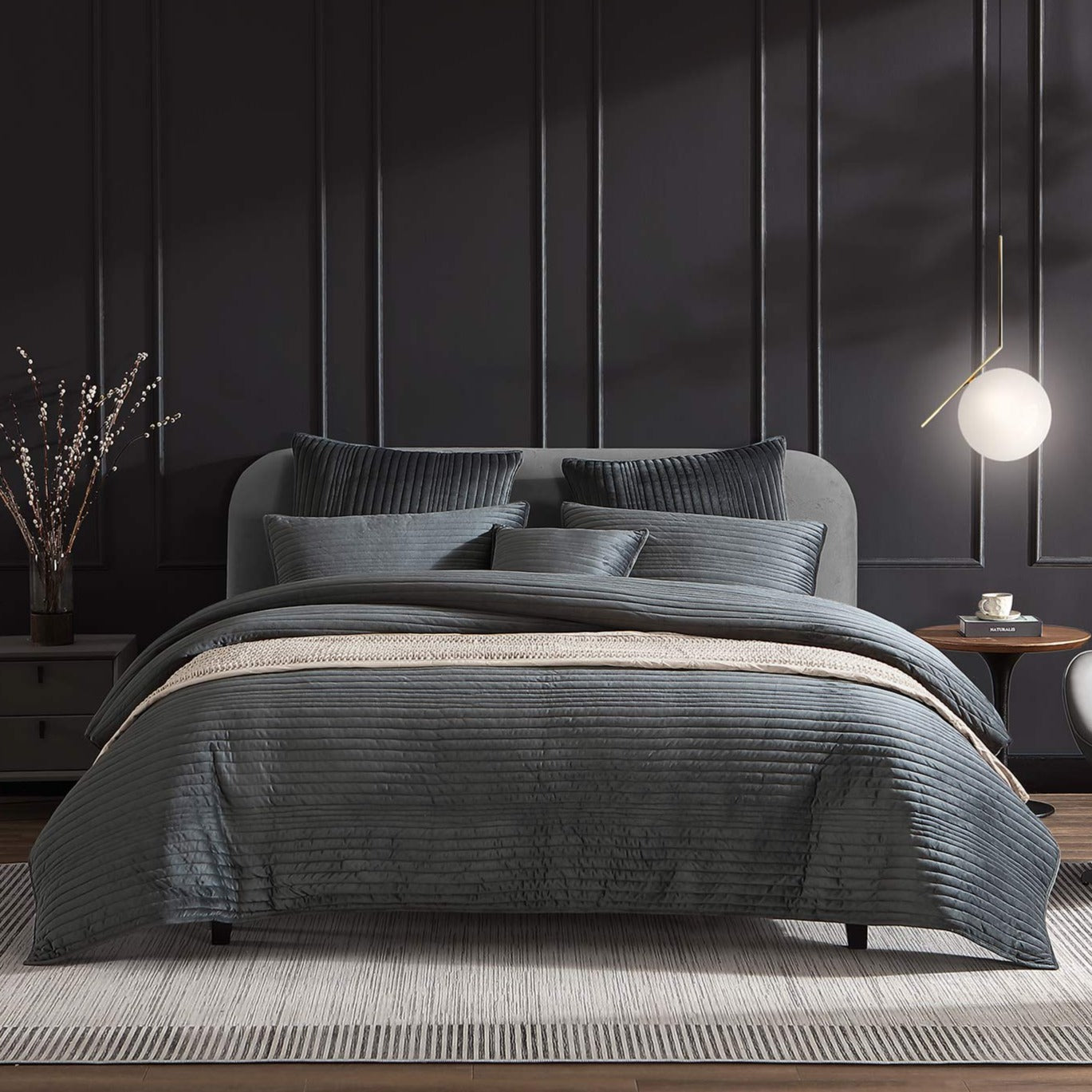 Premium Barlow Slate Quilt Cover Set - 100% Cotton Luxury Bedding Collection - Perfect for Master Bedrooms, Guest Rooms & Cozy Home Decor