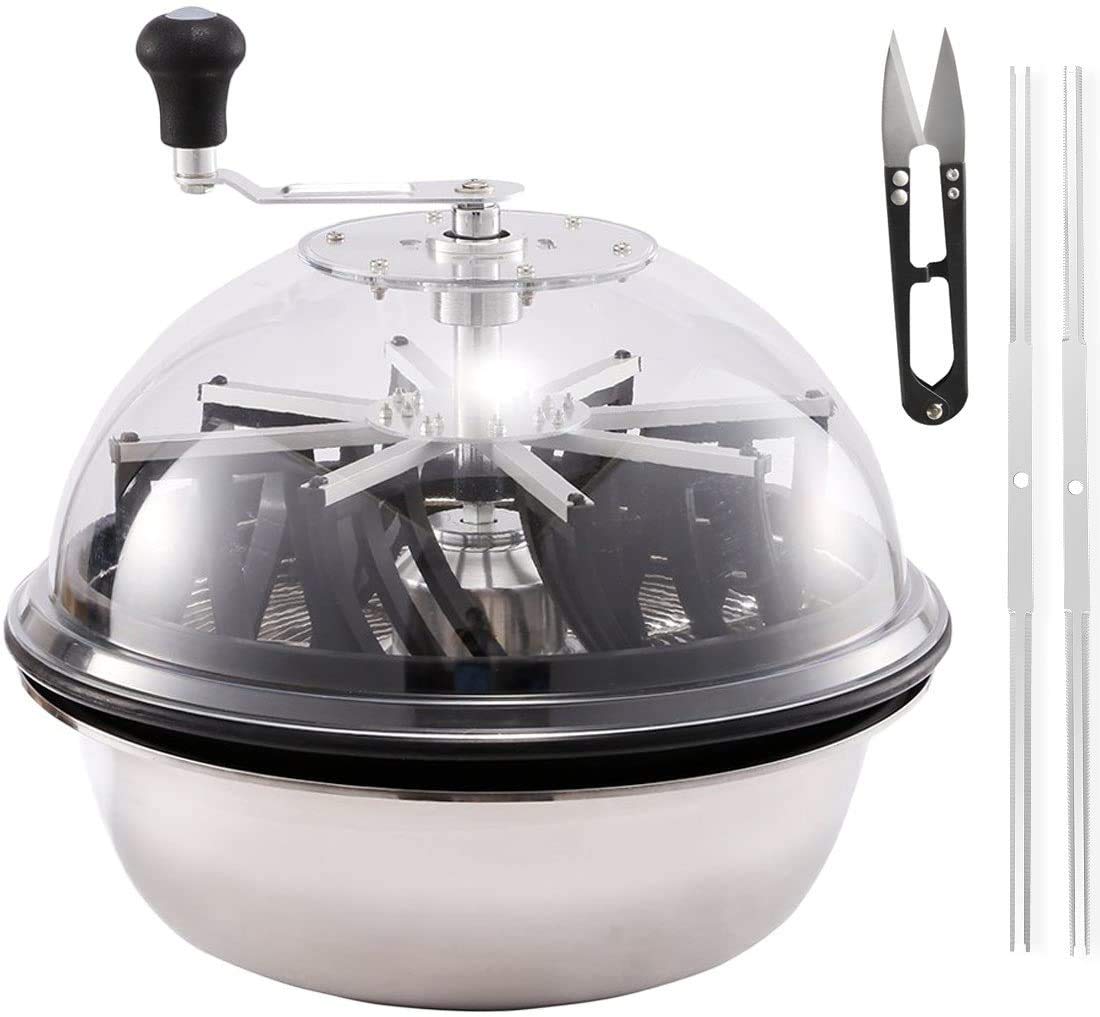 iPower 16-Inch Leaf Bowl Trimmer with Upgraded Gears - Twisted Spin Cutting Tool for Plants & Flowers | Includes 2FT 4-Layer Hanging Herb Drying Rack & 6.5