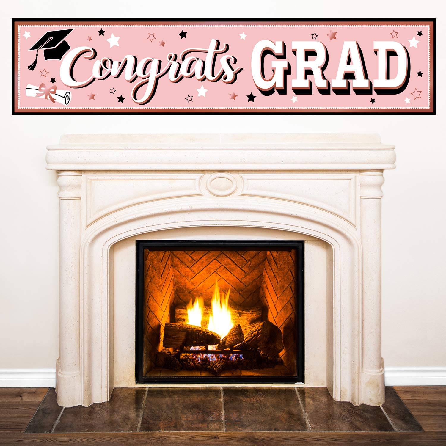 2025 Rose Gold Graduation Banner - Congrats Grad Fabric Backdrop for High School & College Graduation Party Decorations | Perfect for Graduation Ceremonies, Photo Booths & Celebration Decor