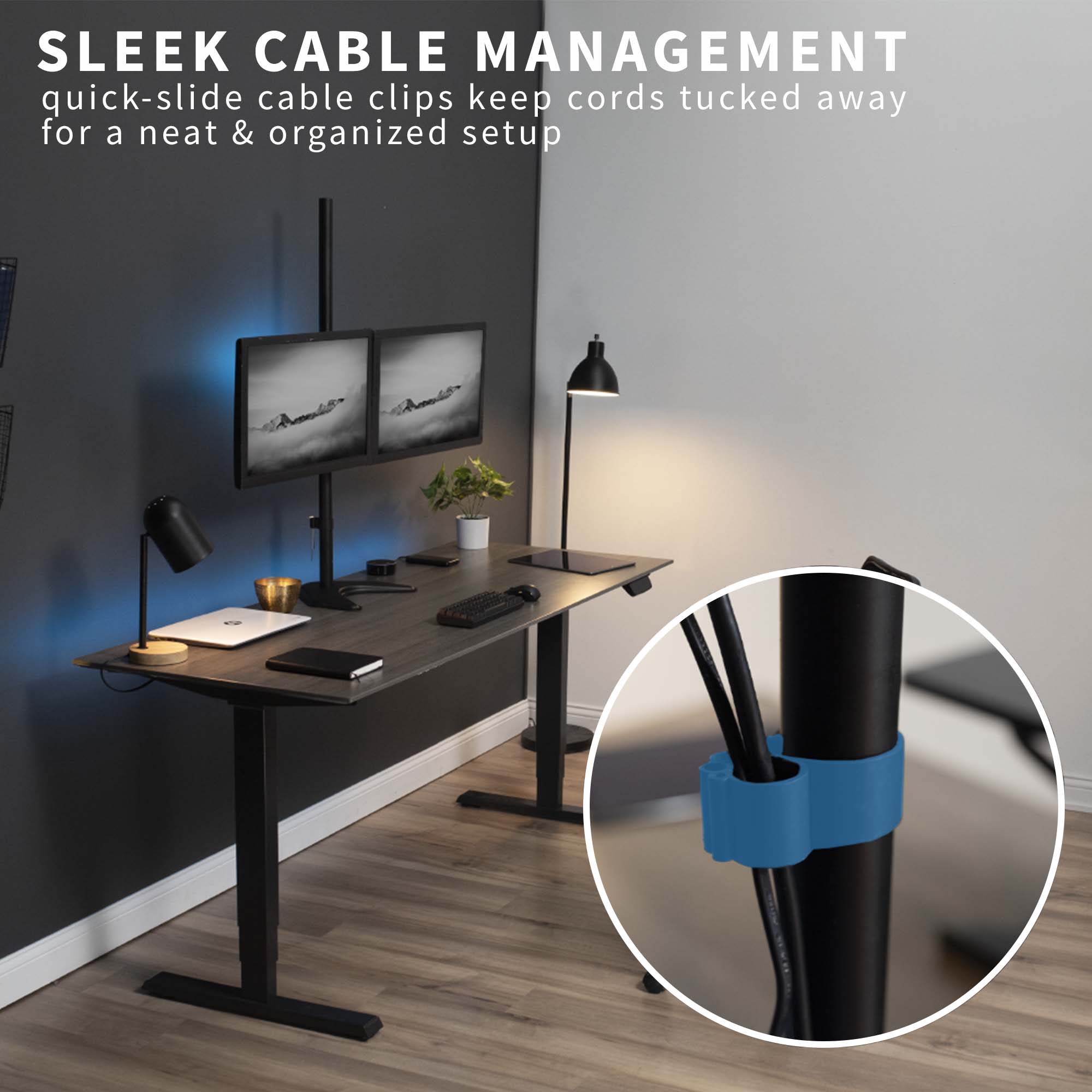 Dual Monitor Stand for 13 to 27 Inch Screens - Adjustable Extra Tall Desk Mount for Home & Office Workspace Setup