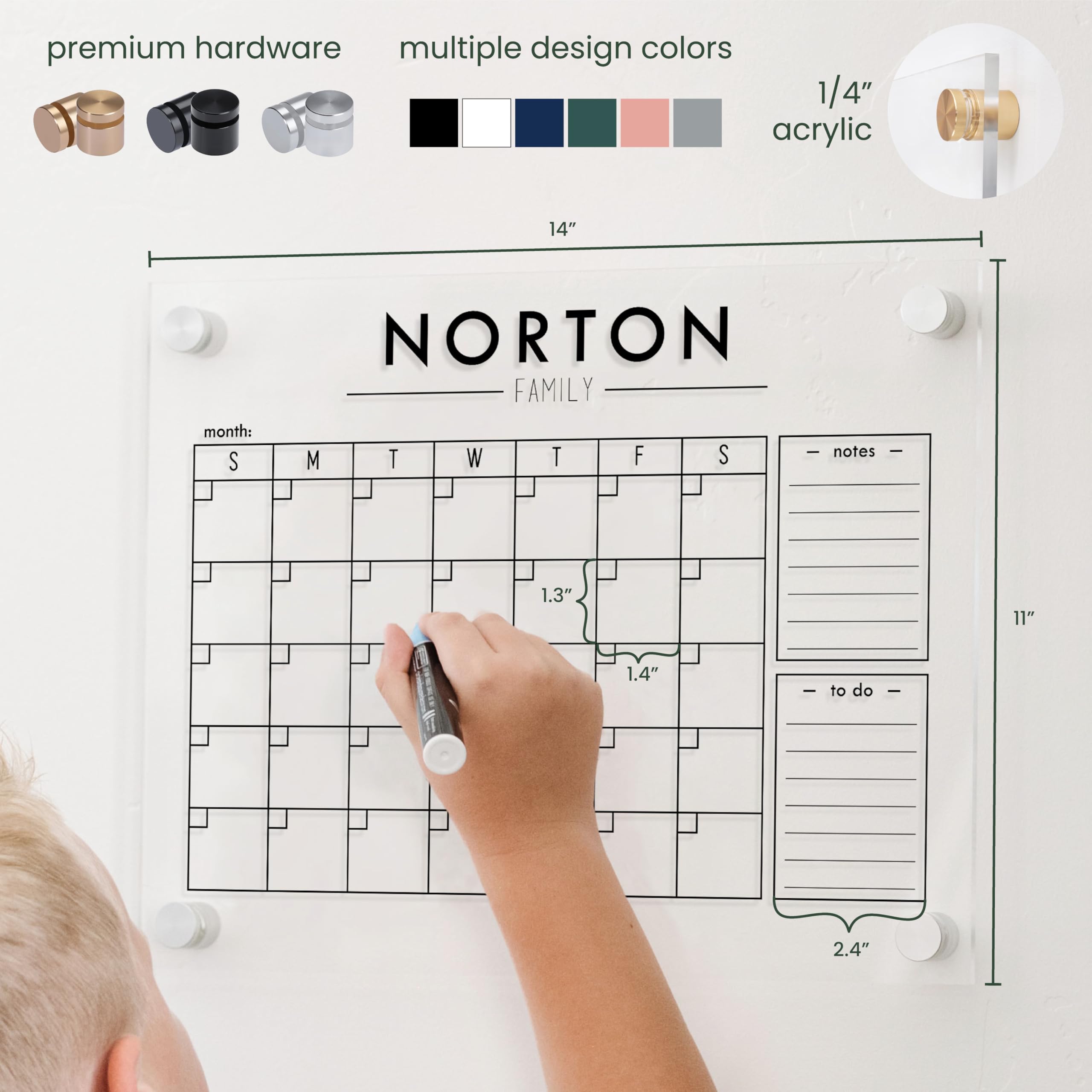 2025 Custom Wall Calendar - Modern Acrylic Dry Erase Planner with Personalization - 14
